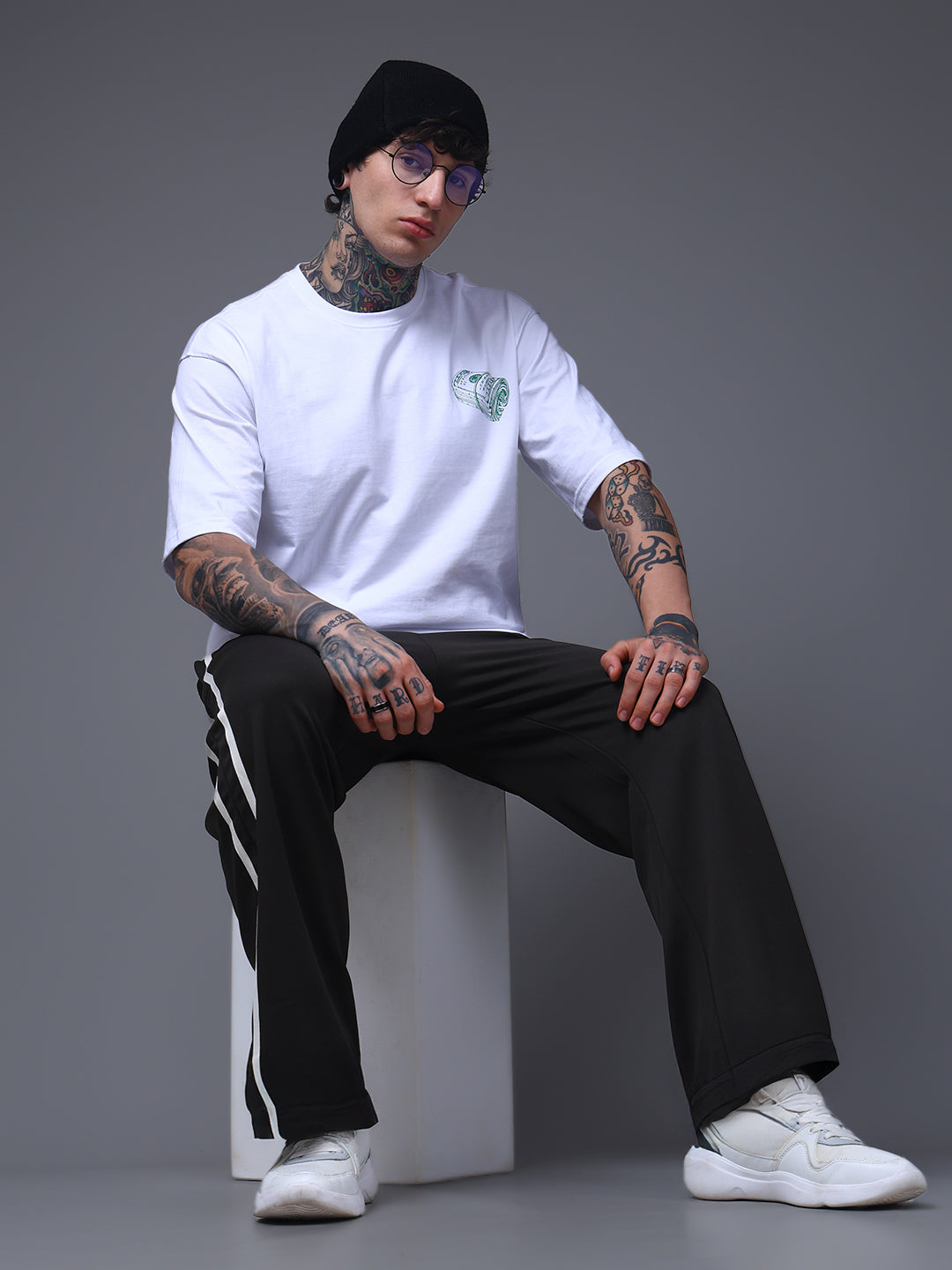 Men's Loose Fit Olive Side Tape TrackPants