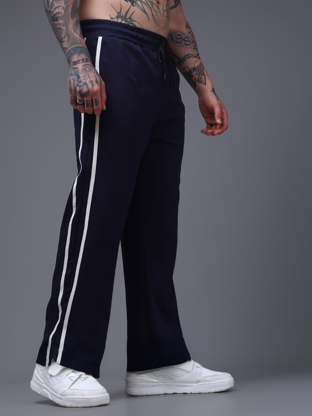 Men's Loose Fit Navy Side Tape TrackPants