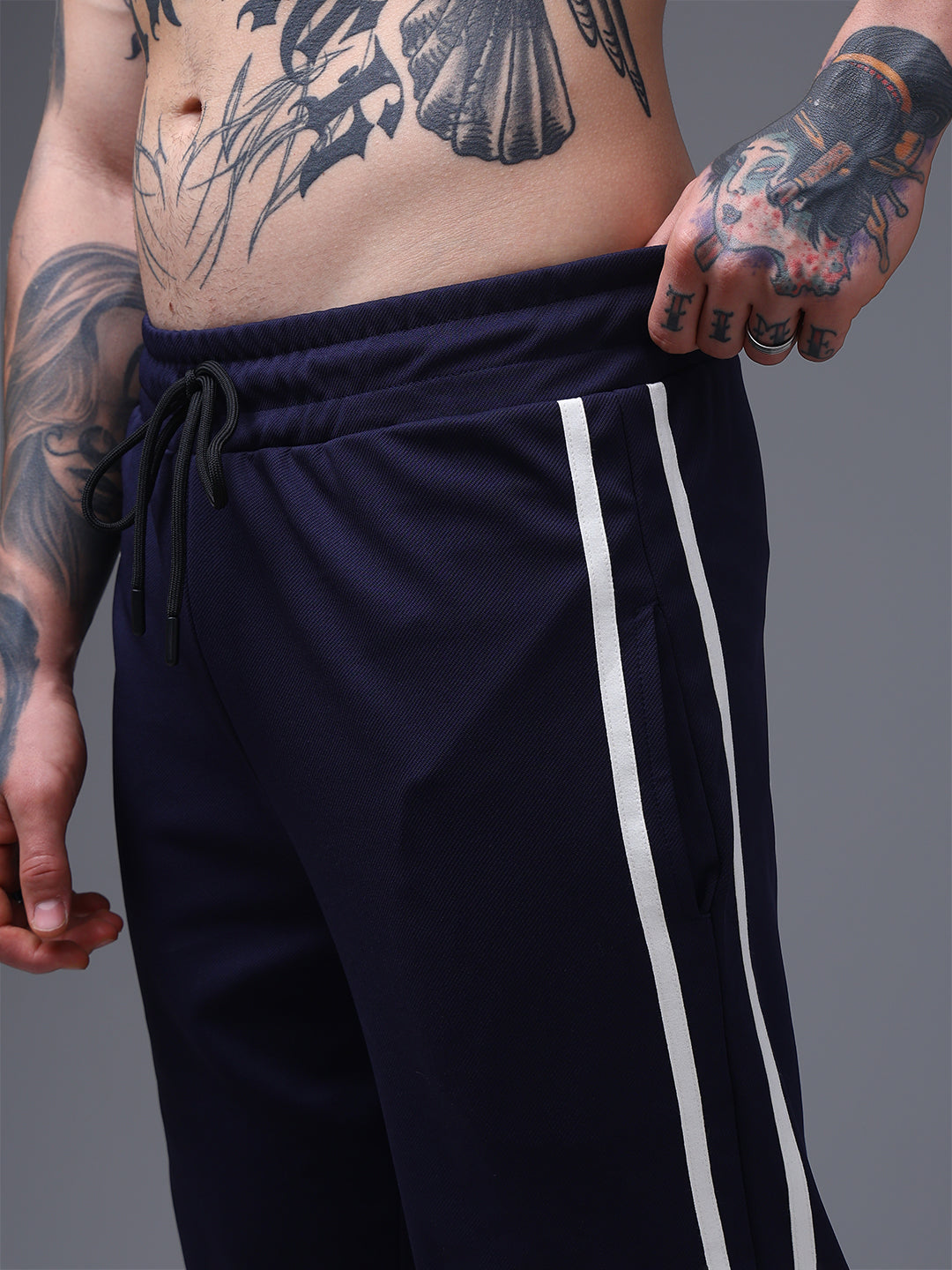 Men's Loose Fit Navy Side Tape TrackPants
