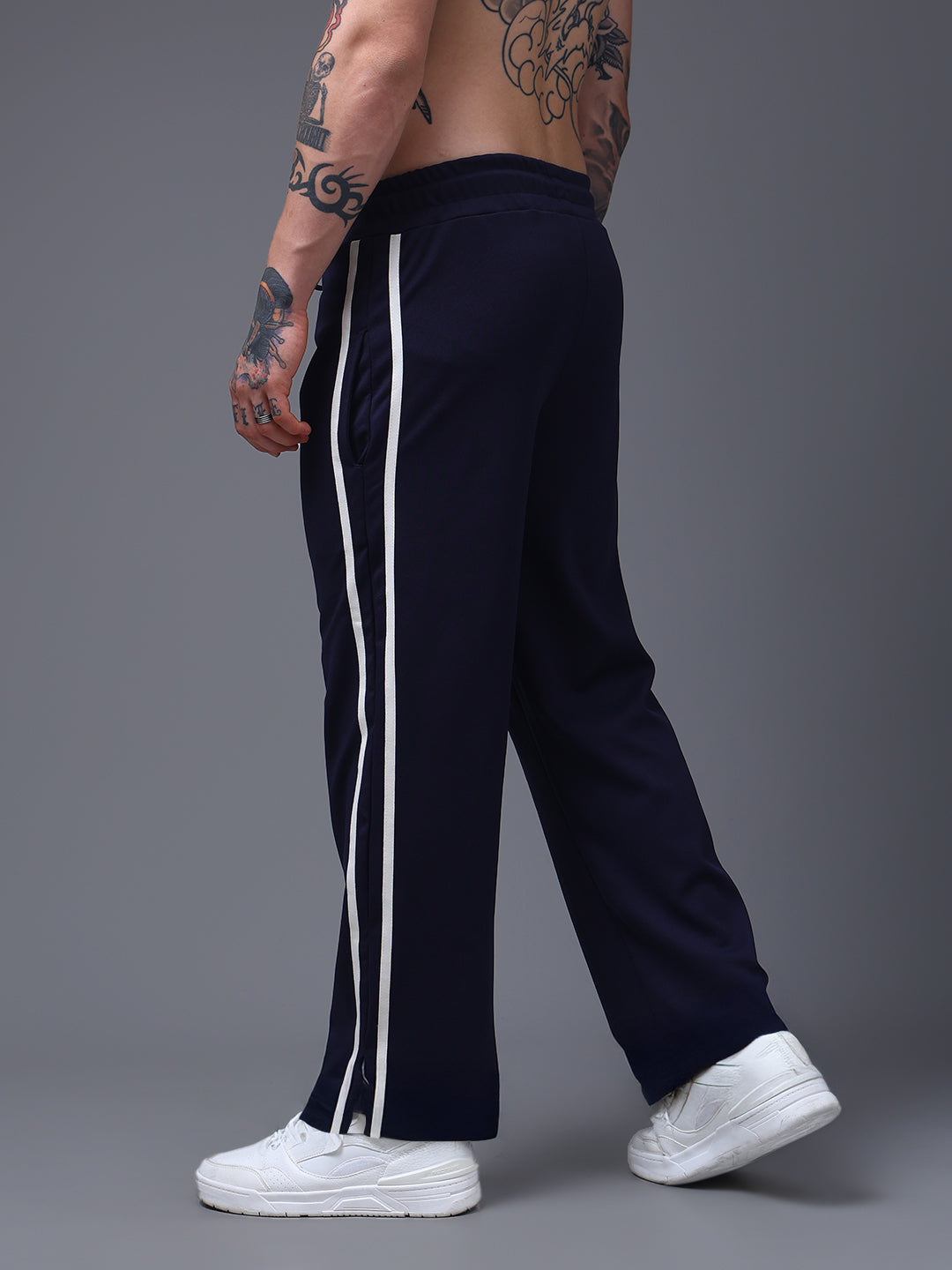 Men's Loose Fit Navy Side Tape TrackPants