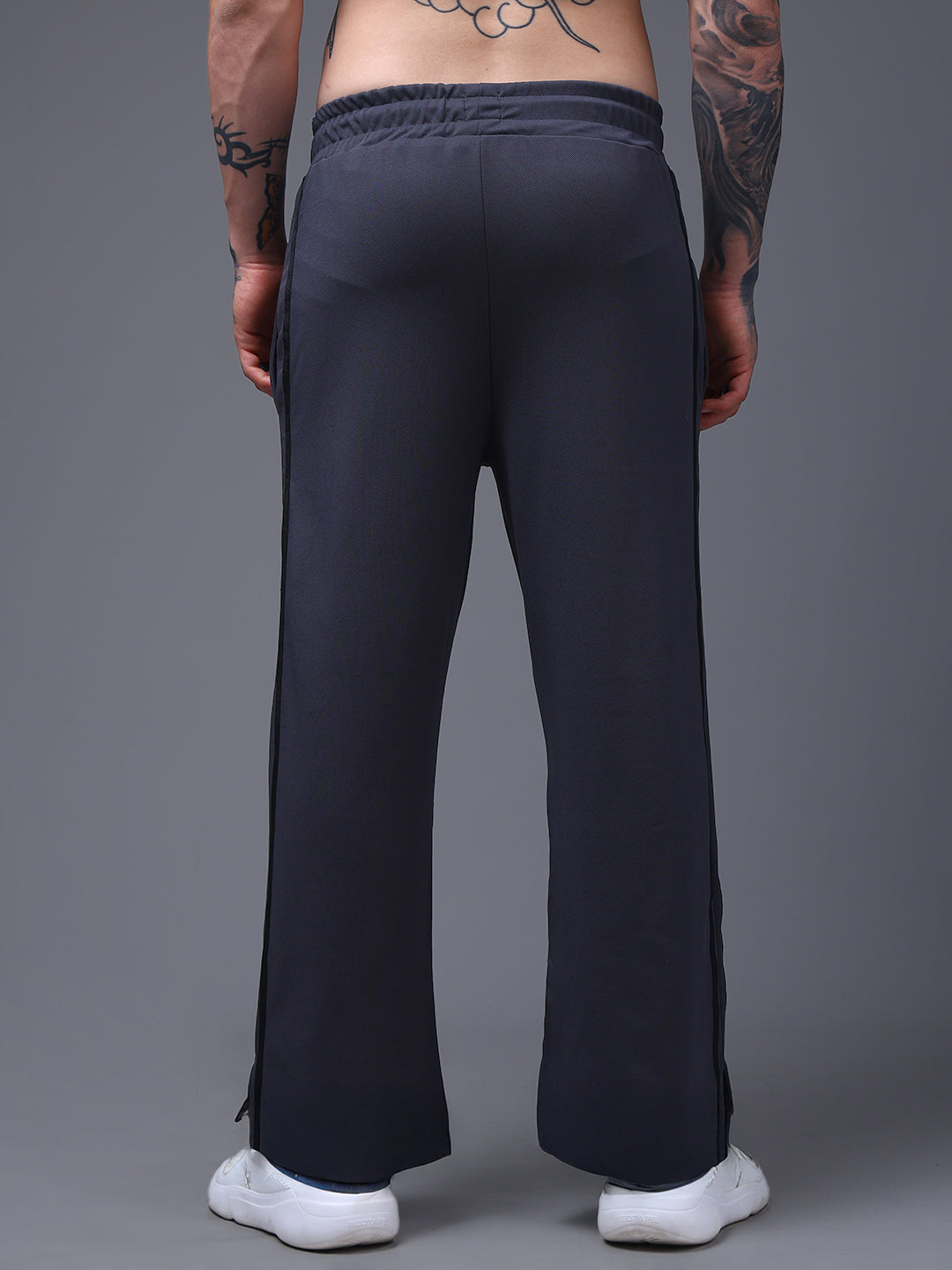 Men's Loose Fit Dark Grey Side Tape TrackPants