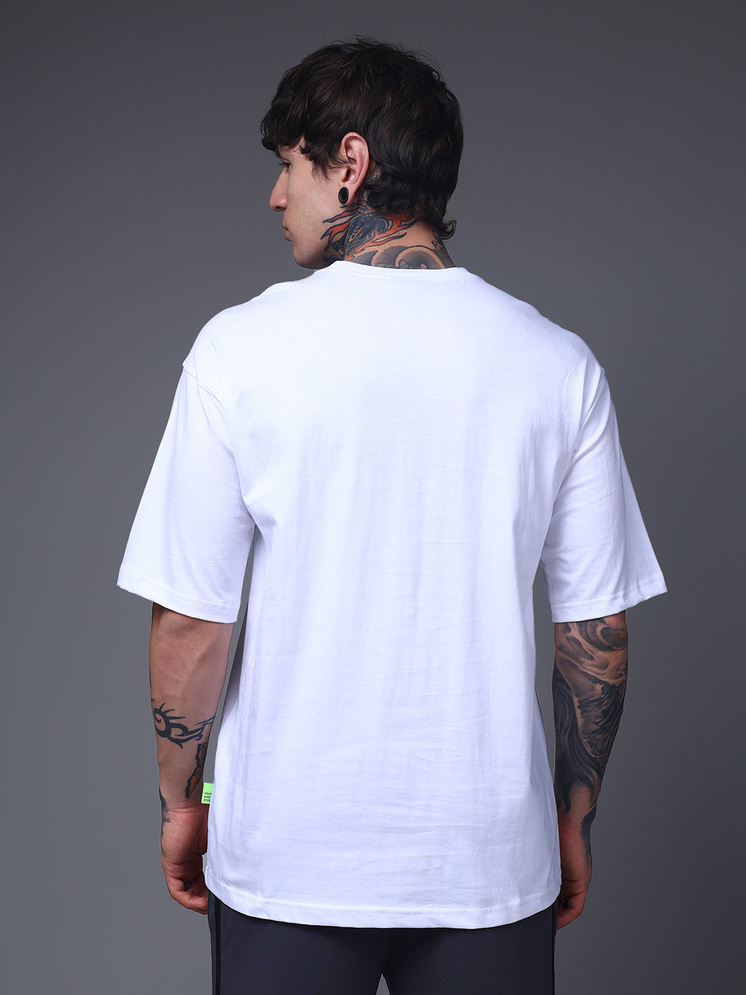 Men's Oversized Embroided Print White Tshirt