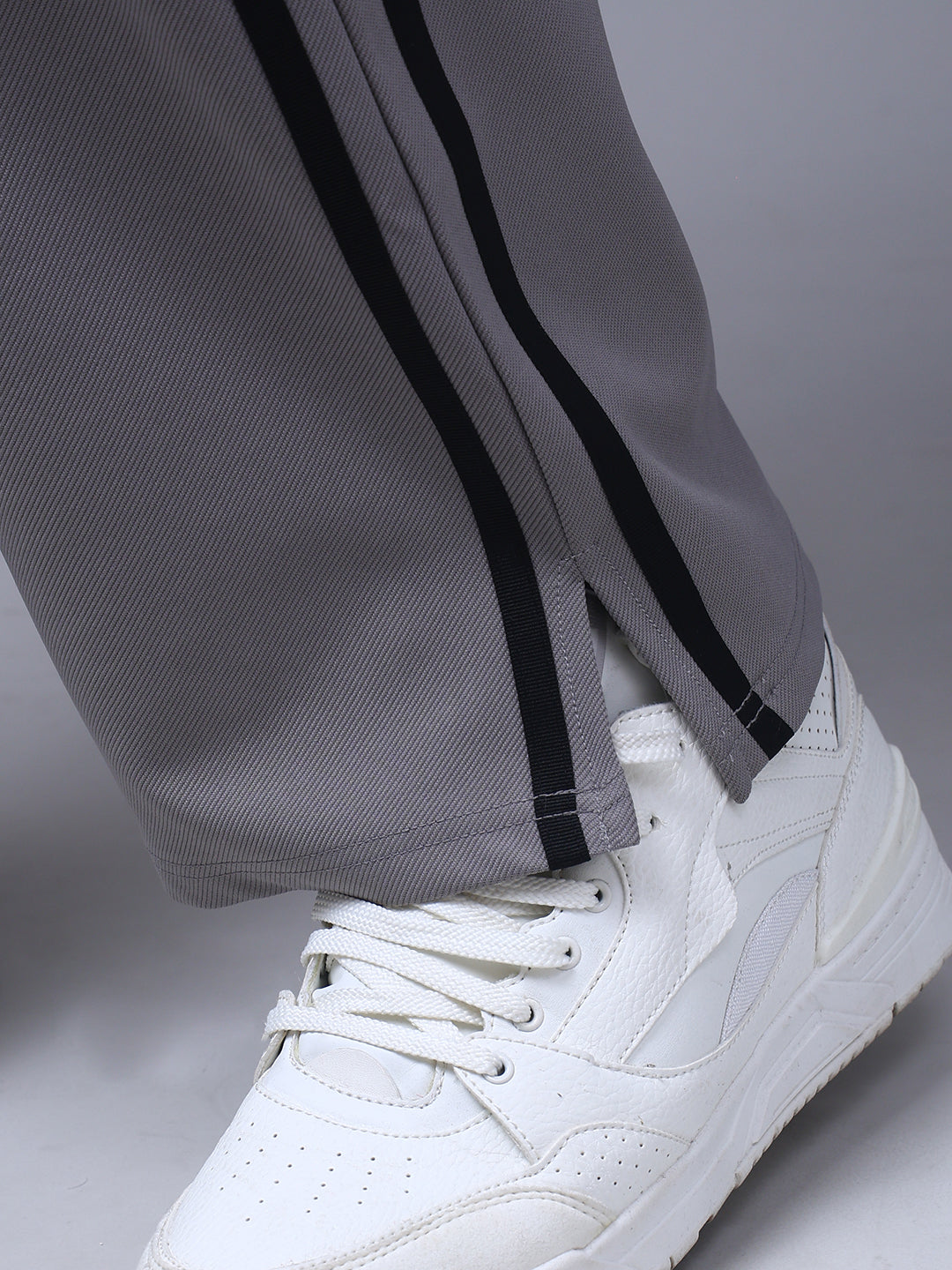 Men's Loose Fit Light Grey Side Tape TrackPants