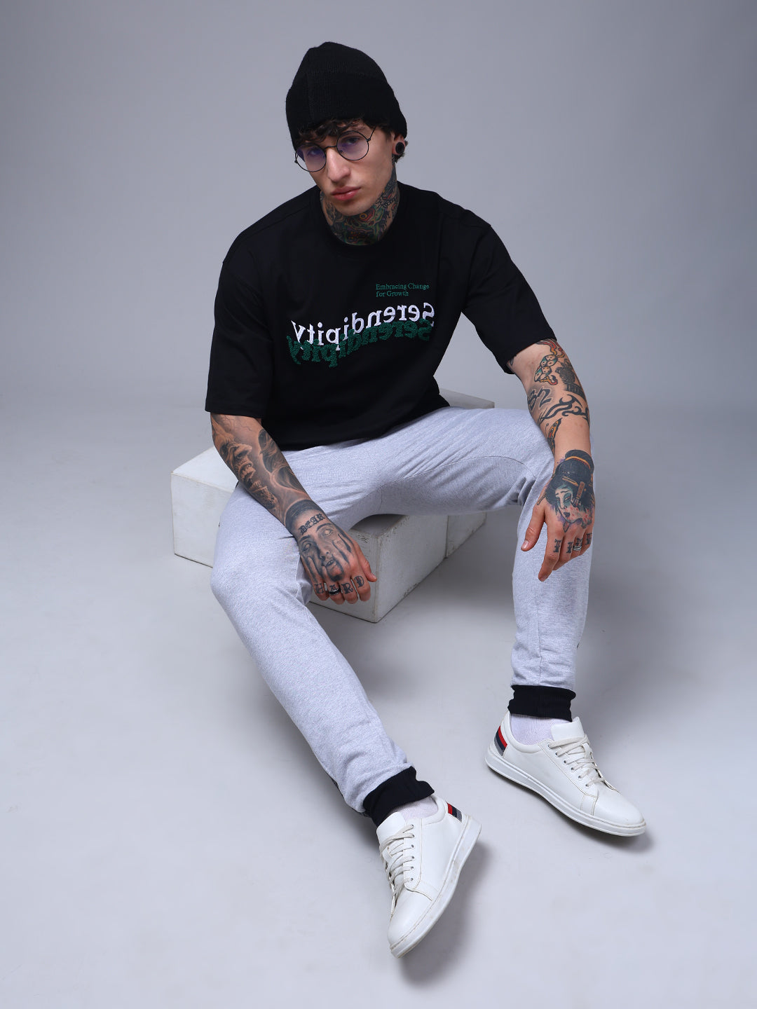 Men's Solid Grey Melange Side Panel TrackPants