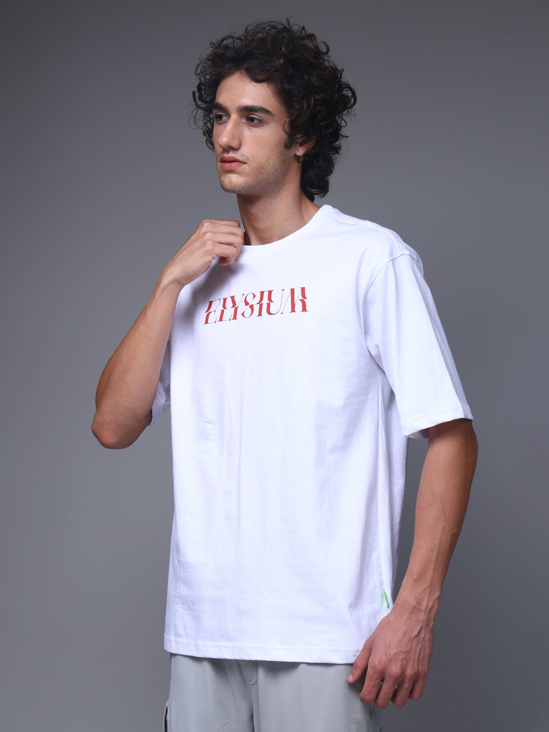 Men's Oversized Backprint White Tshirt