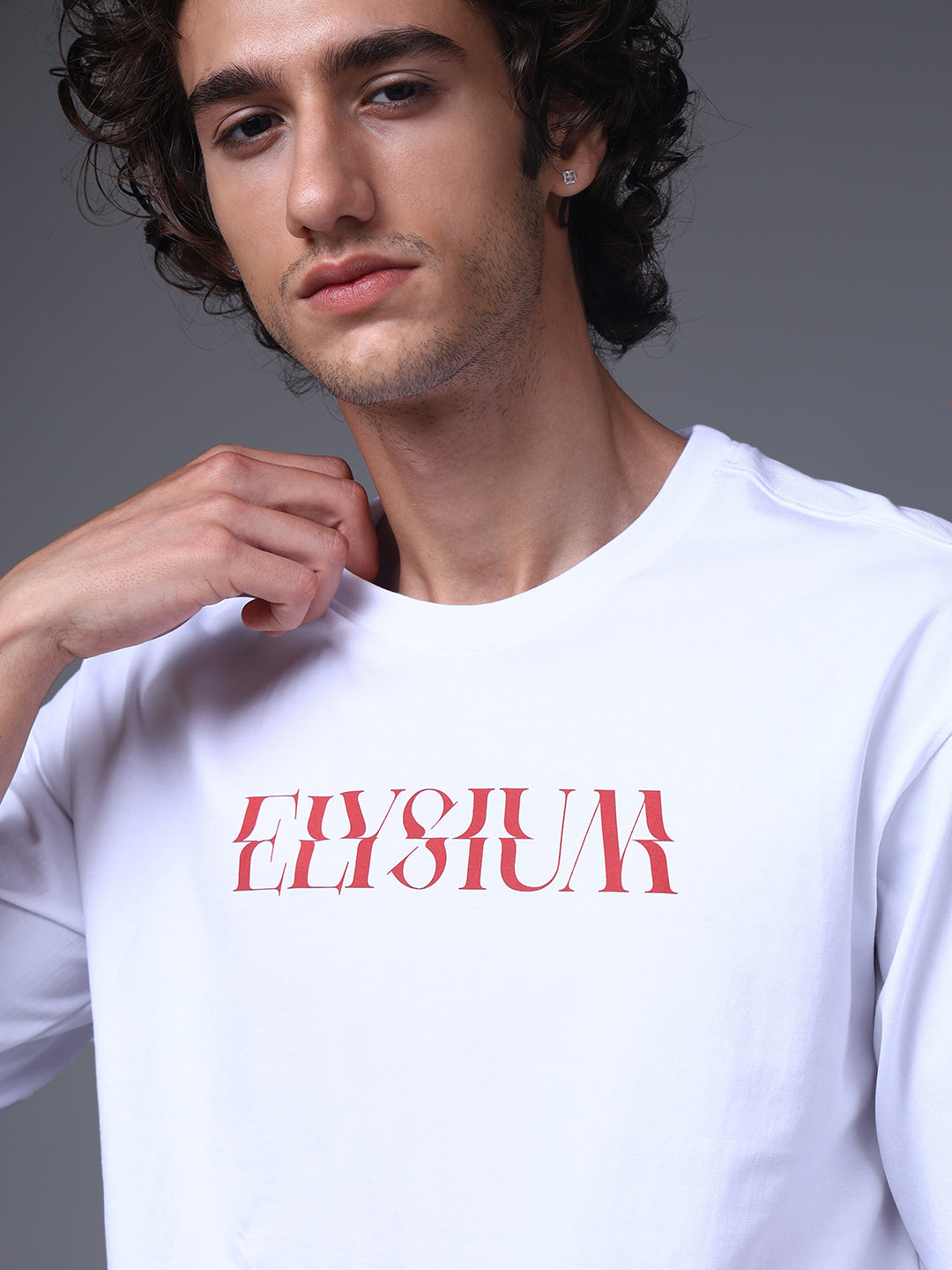 Men's Oversized Backprint White Tshirt
