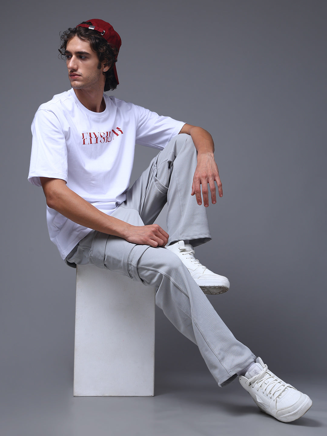 Men's Oversized Backprint White Tshirt