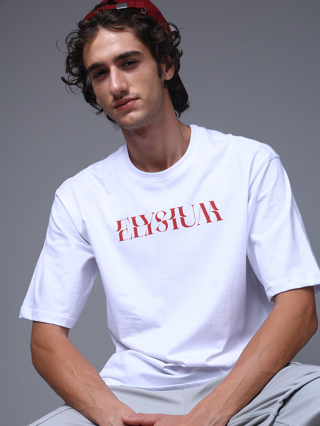 Men's Oversized Backprint White Tshirt