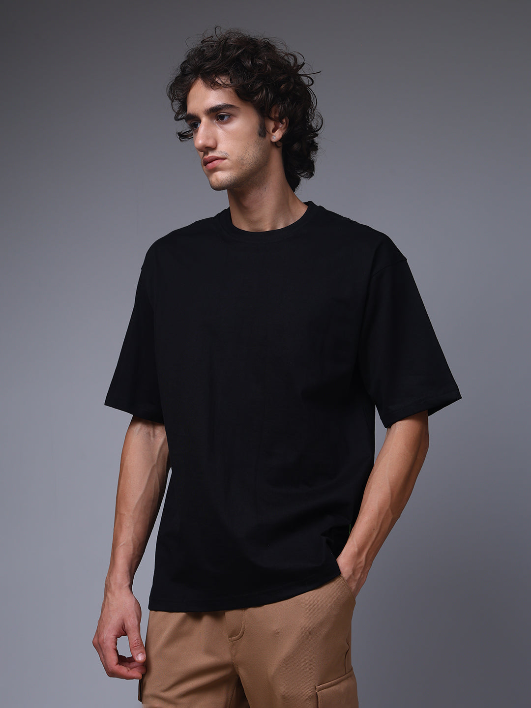 Men's Oversized Solid Black Tshirt