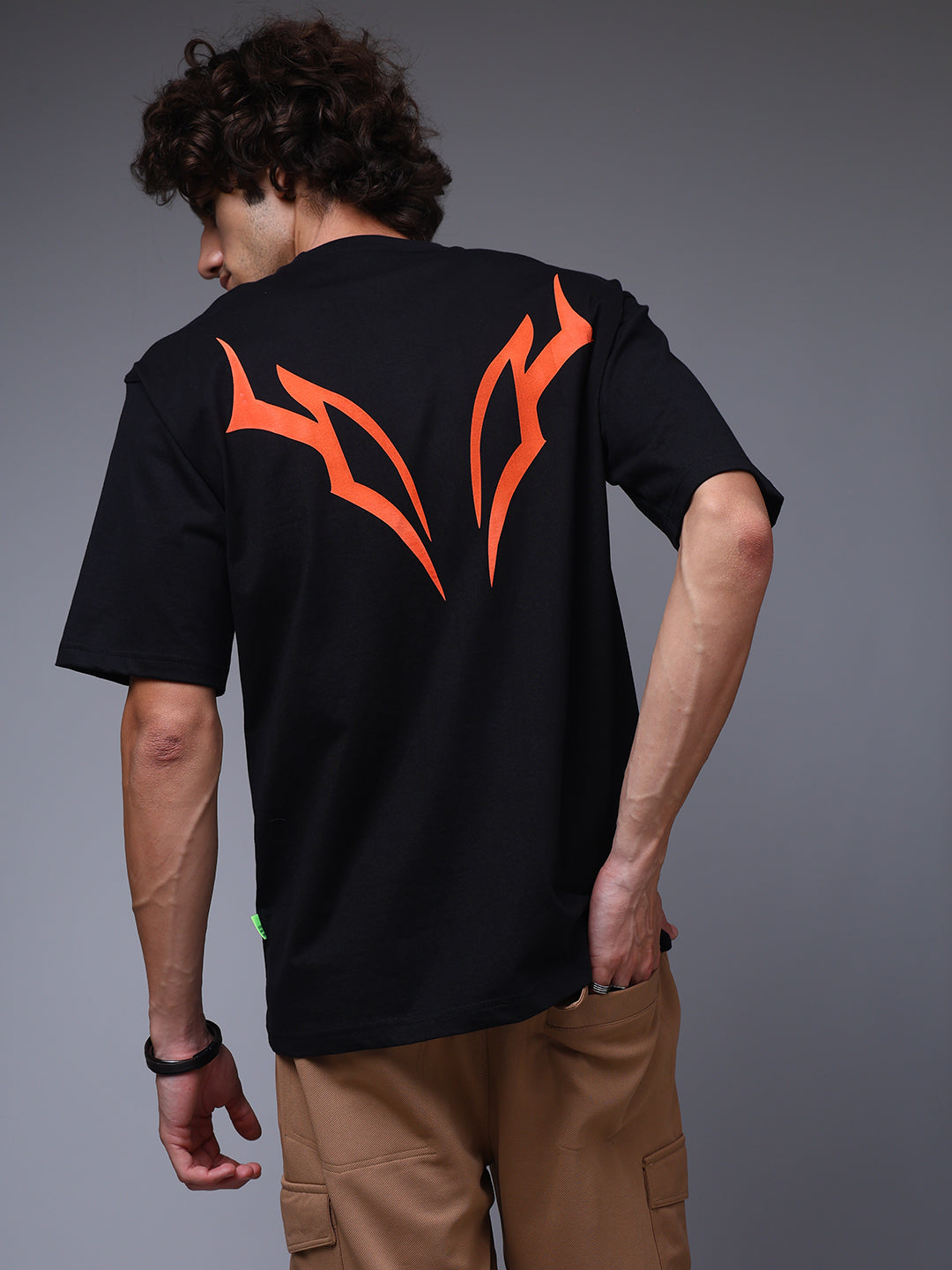 Men's Oversized Backprint Black Tshirt