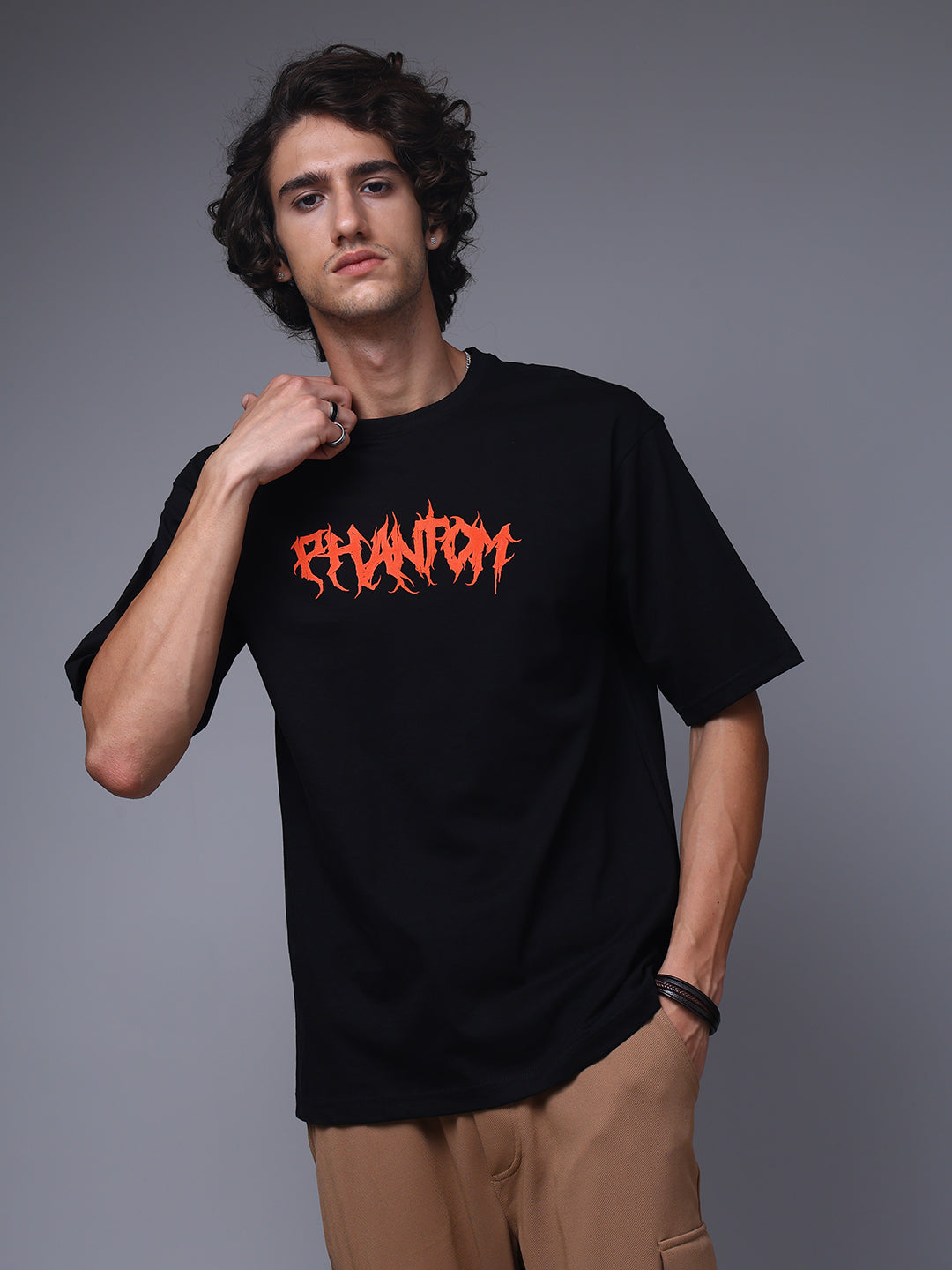 Men's Oversized Backprint Black Tshirt