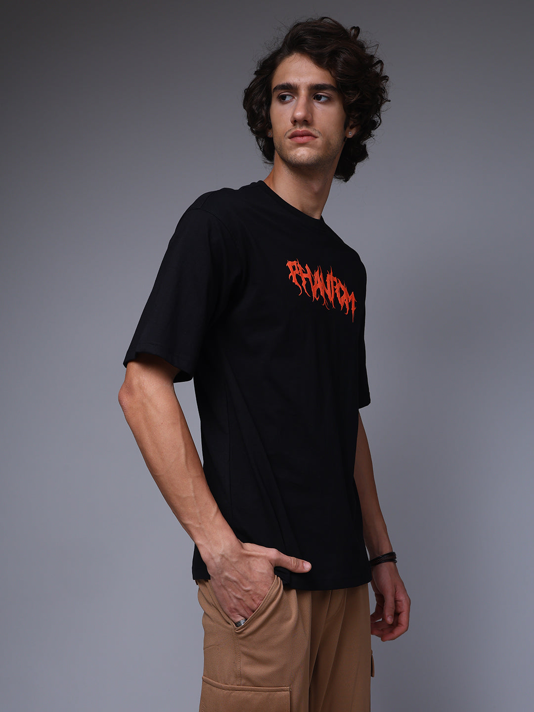 Men's Oversized Backprint Black Tshirt