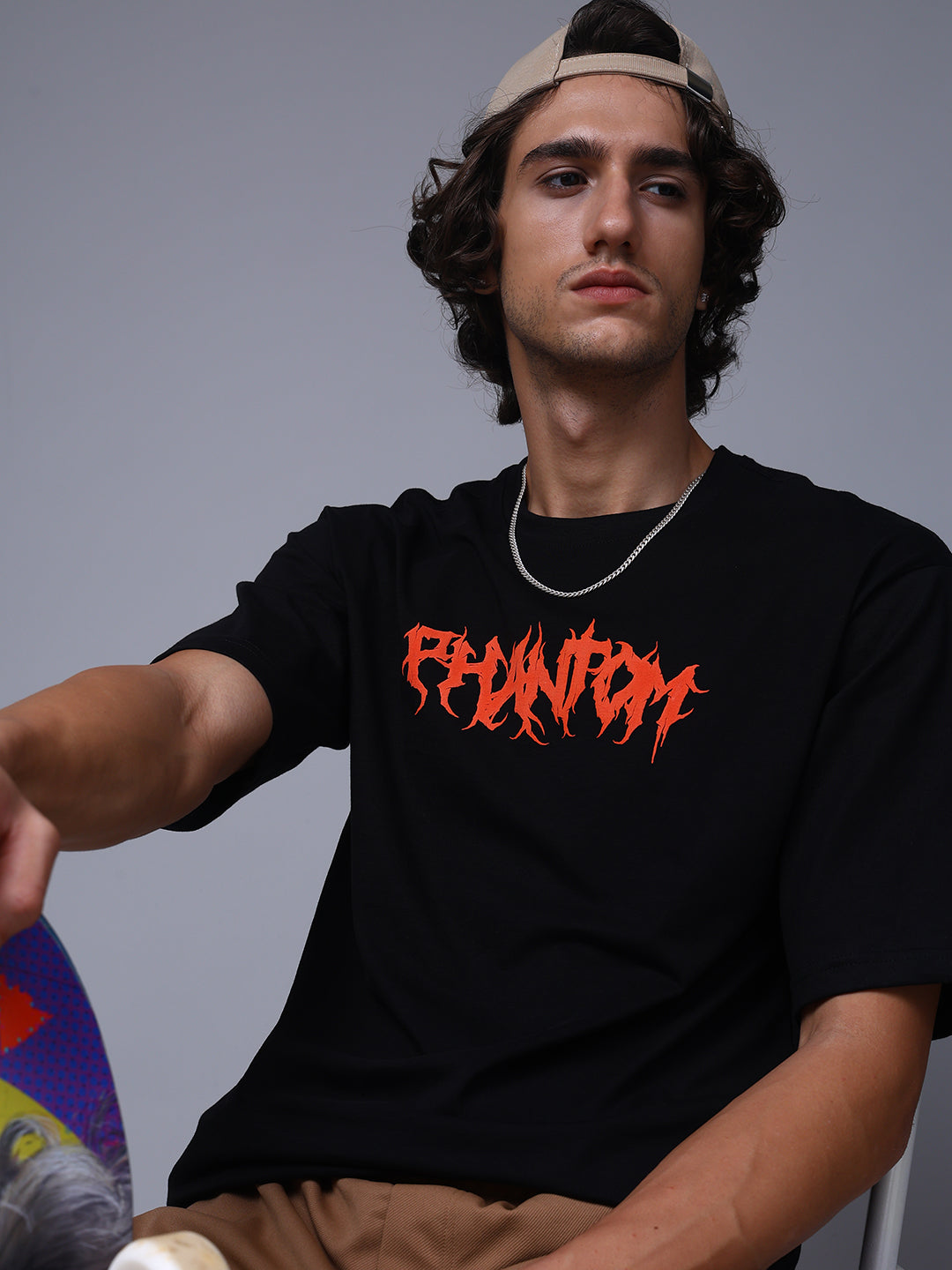 Men's Oversized Backprint Black Tshirt