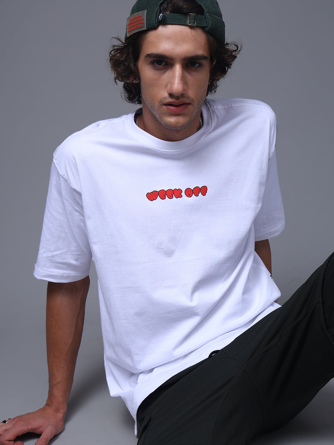 Men's Oversized Backprint White Tshirt
