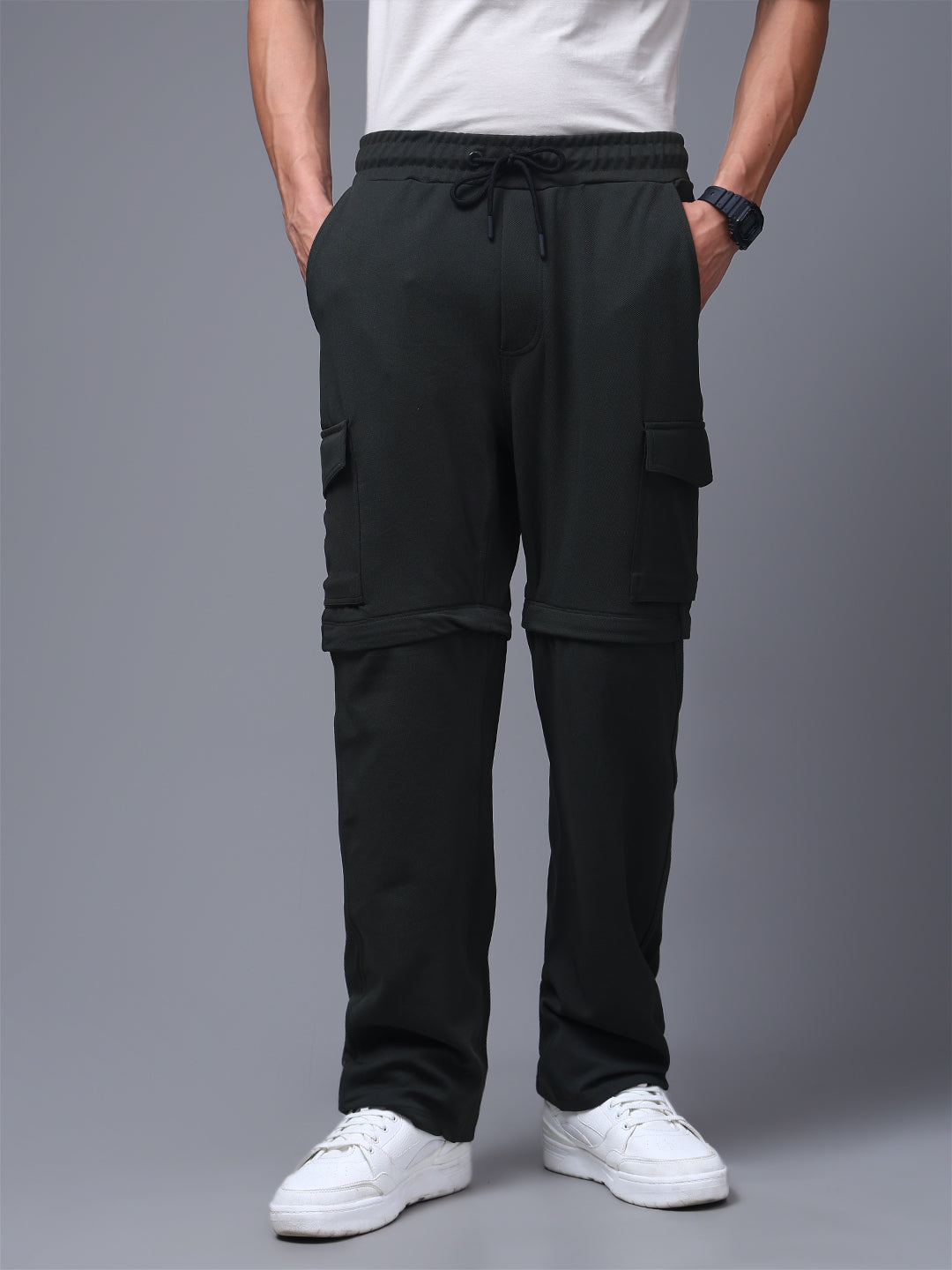 Men's Straight Fit Olive Detachable Cargo Pants