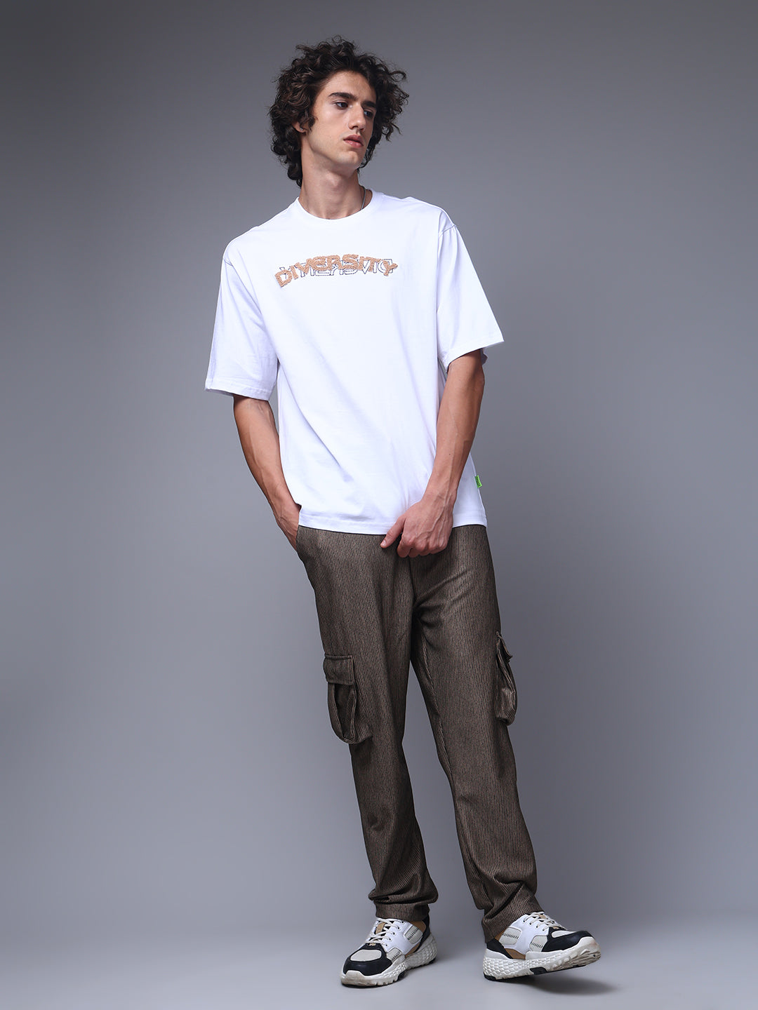 Men's Straight Fit Brown Cargo Trousers