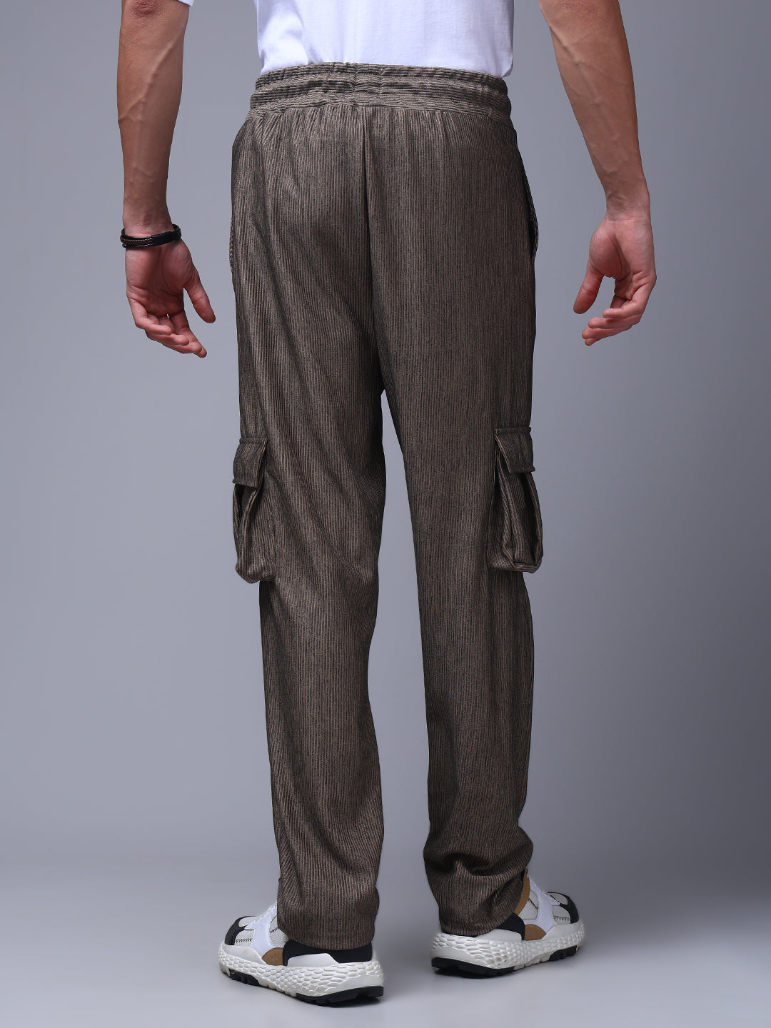Men's Straight Fit Brown Cargo Trousers