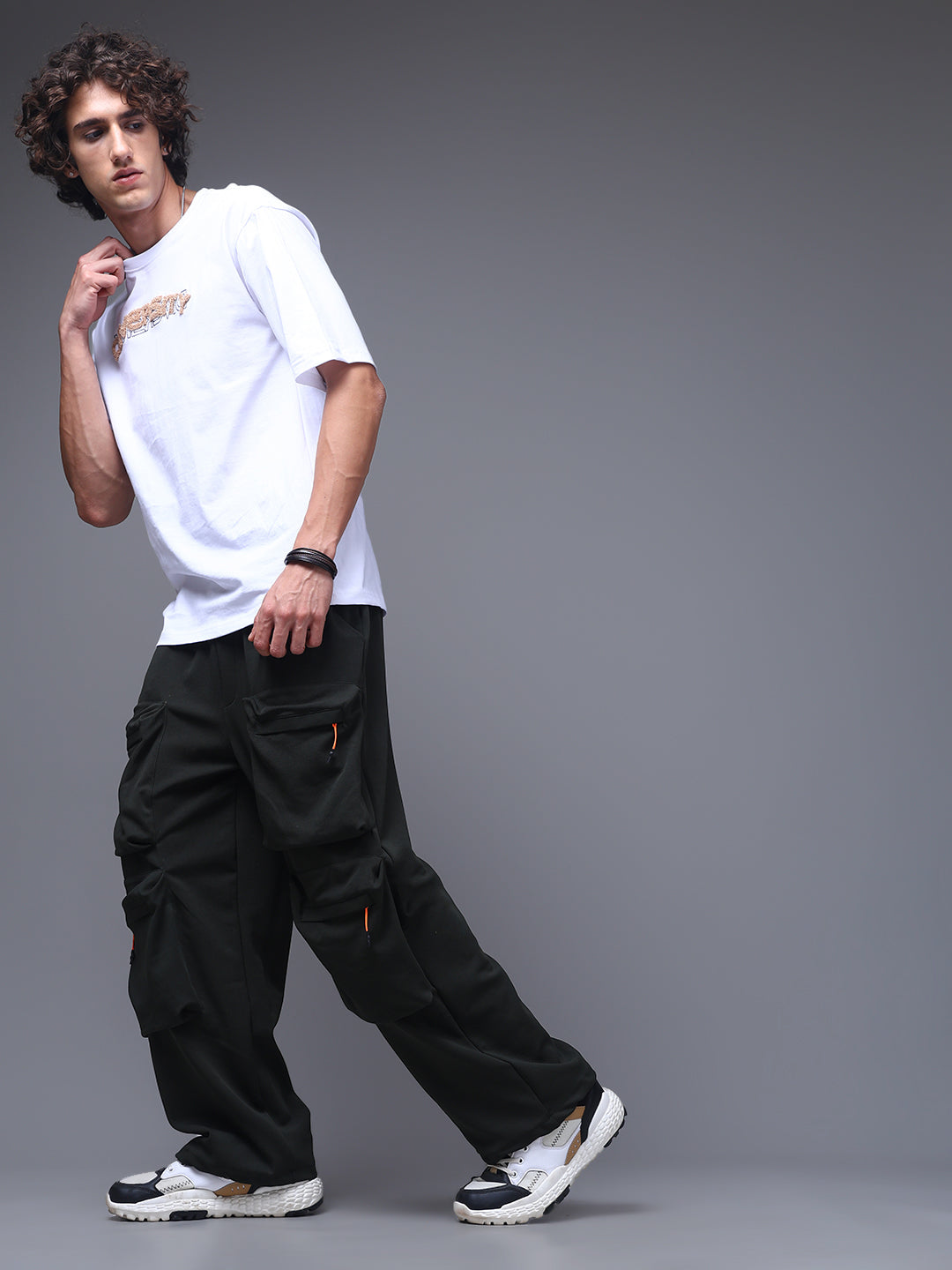 Men's Solid Olive Multiple Pocket Pants