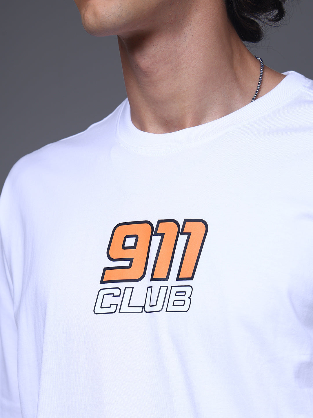 Men's Oversized Backprint White Tshirt