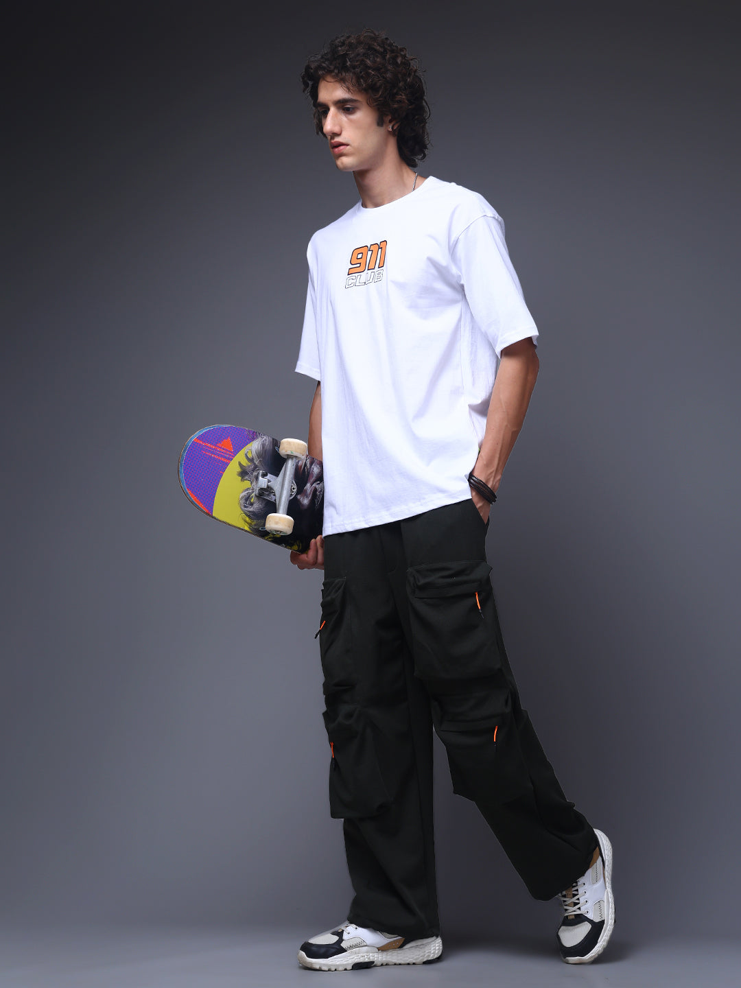 Men's Oversized Backprint White Tshirt
