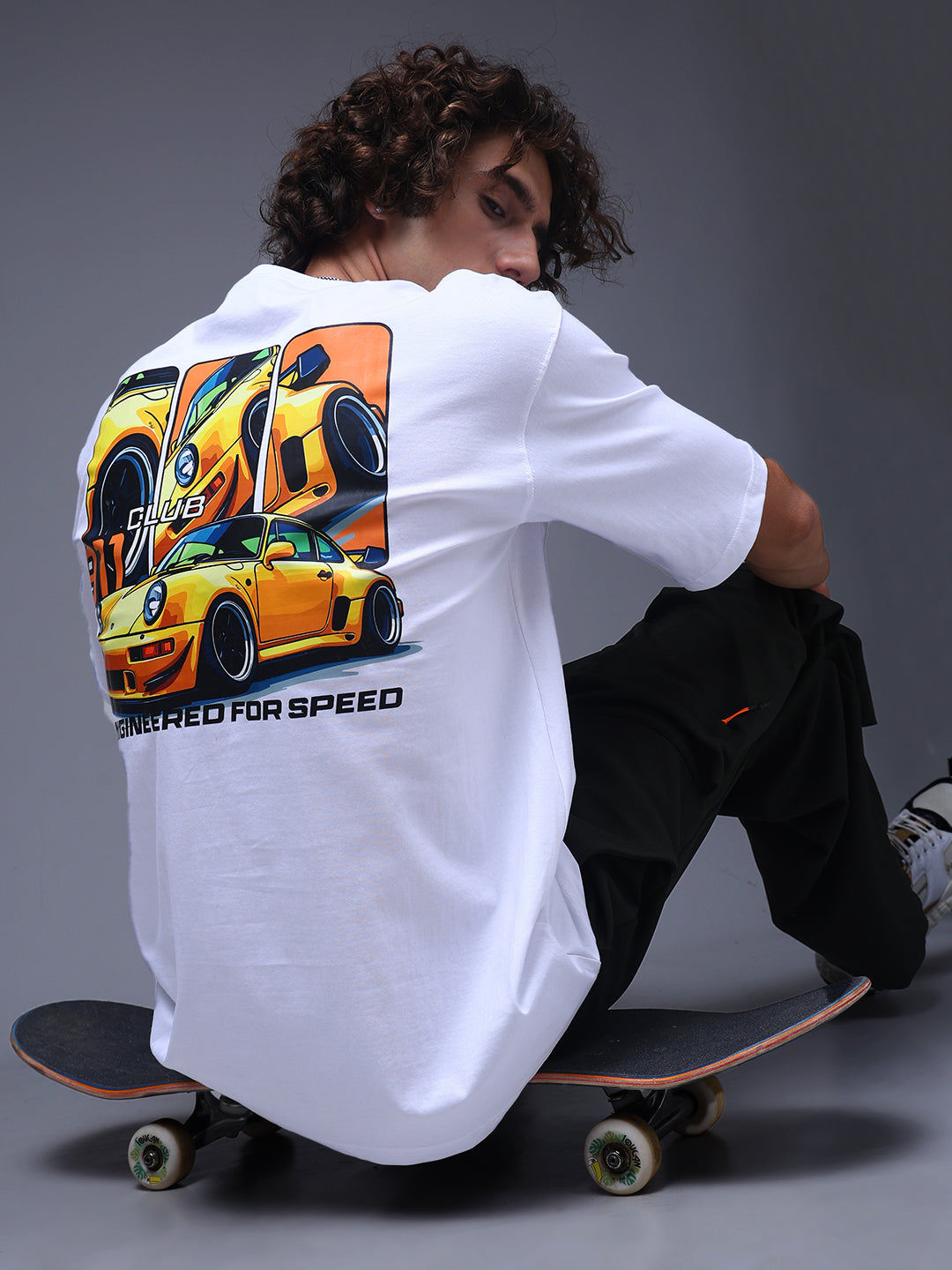 Men's Oversized Backprint White Tshirt