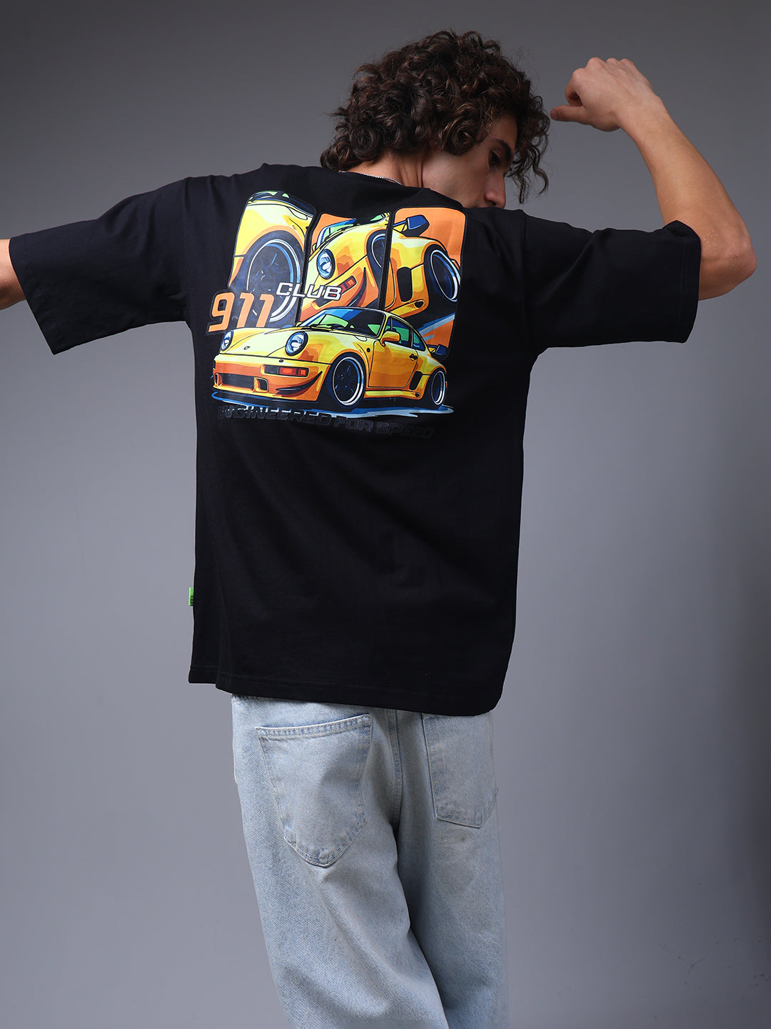 Men's Oversized Backprint Black Tshirt