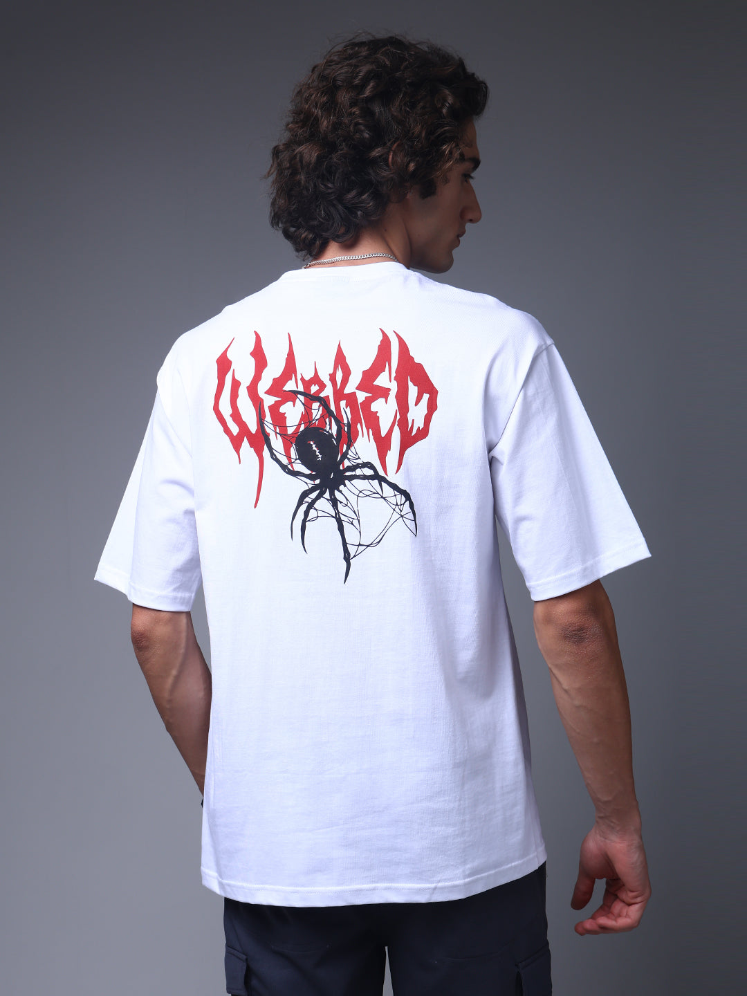 Men's Oversized Backprint White Tshirt