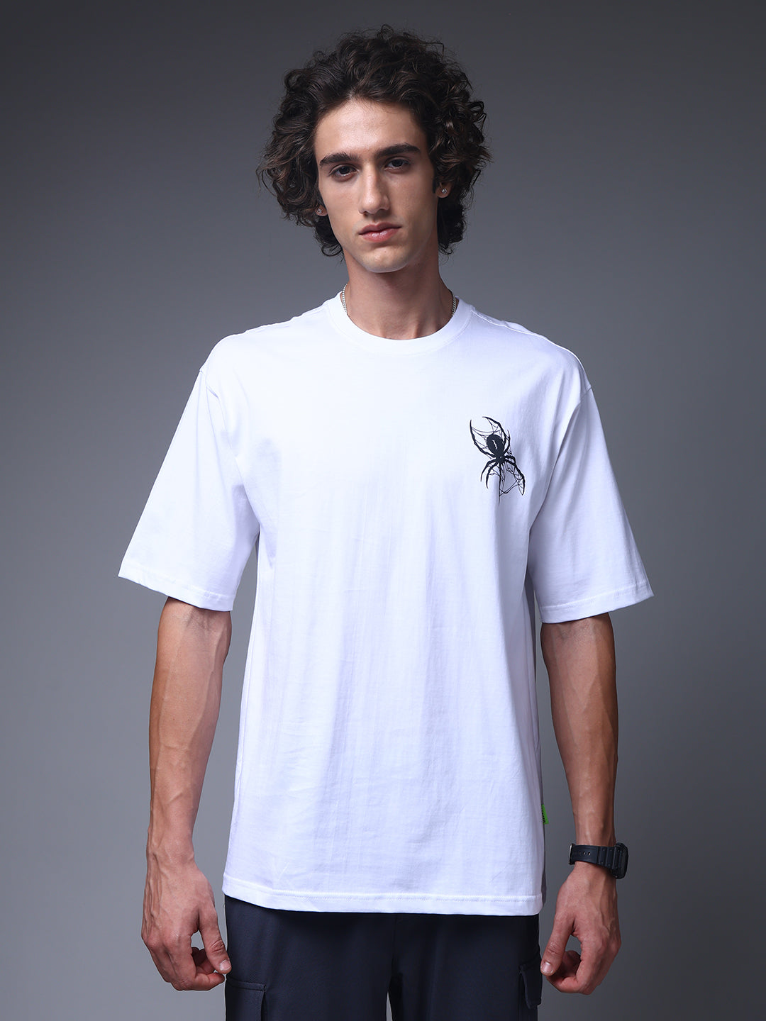Men's Oversized Backprint White Tshirt
