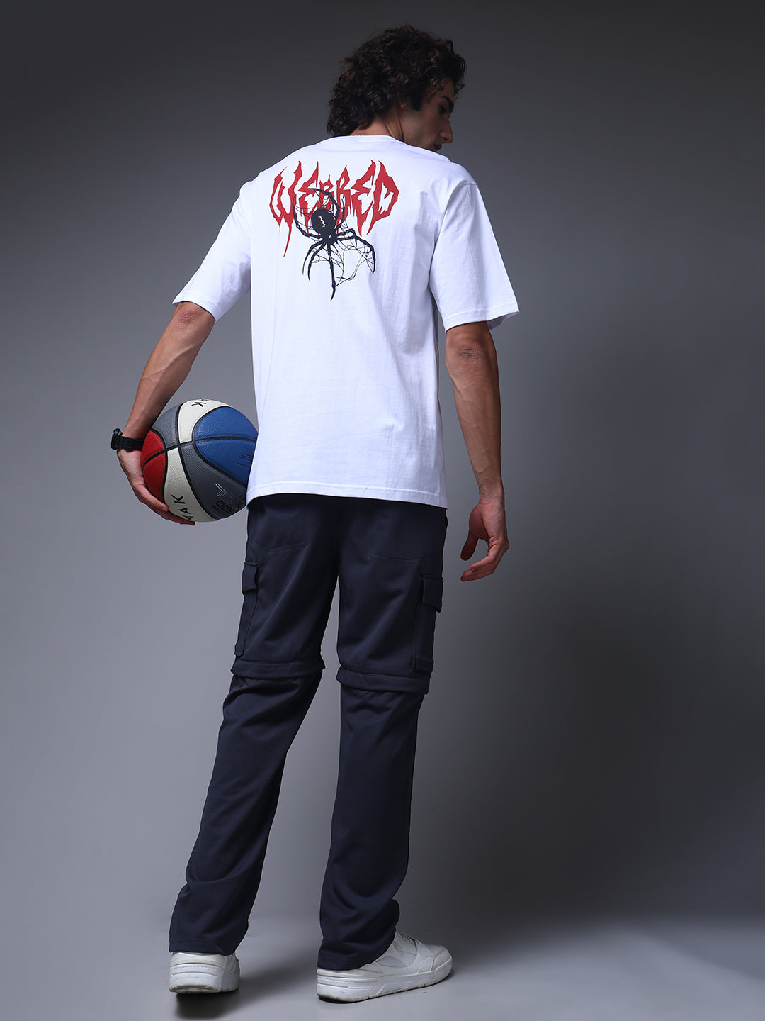 Men's Oversized Backprint White Tshirt