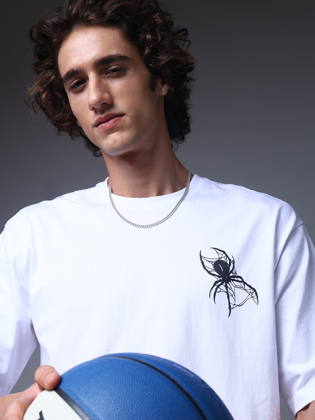 Men's Oversized Backprint White Tshirt