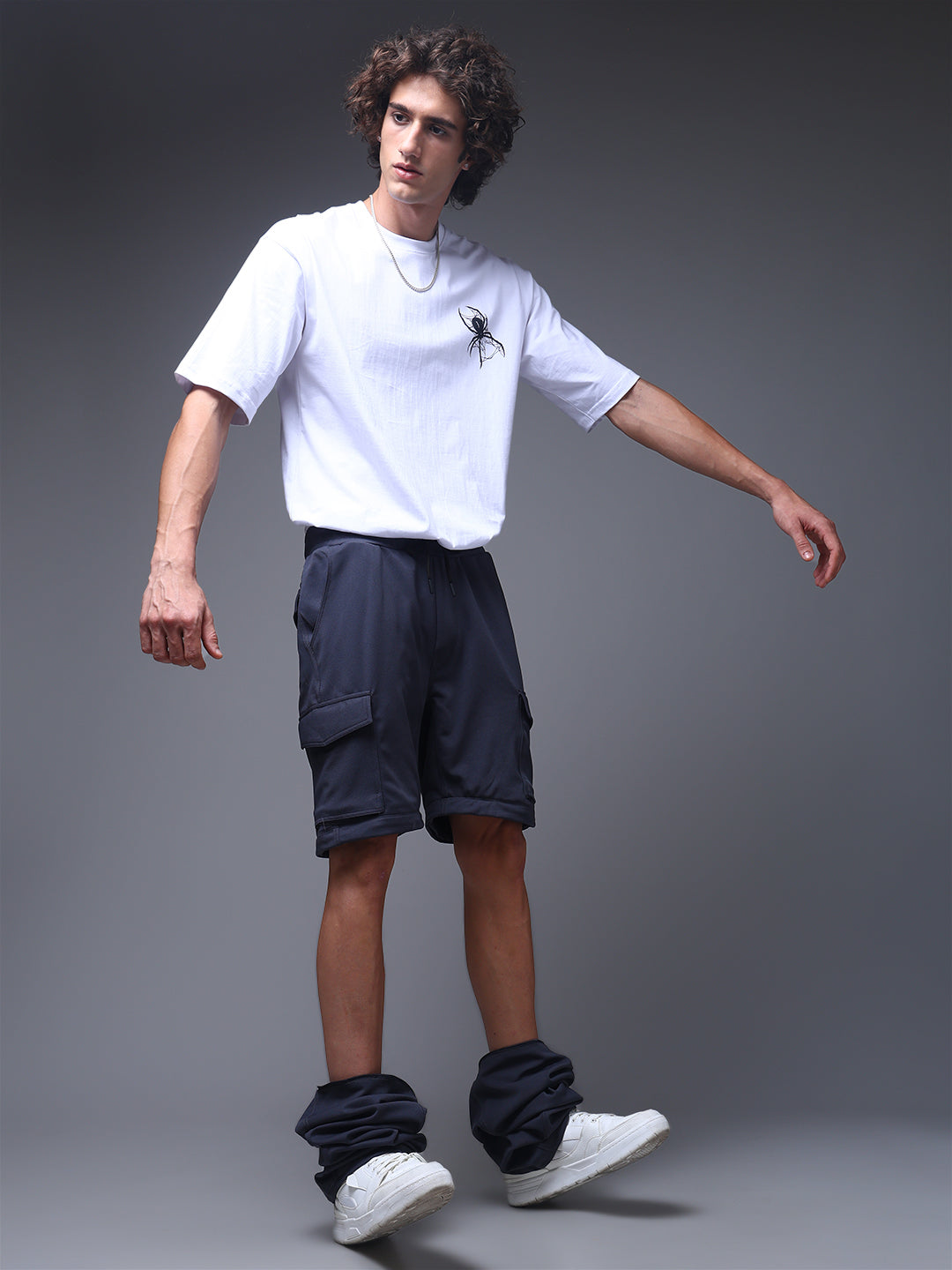 Men's Straight Fit Dark Grey Detachable Cargo Pants