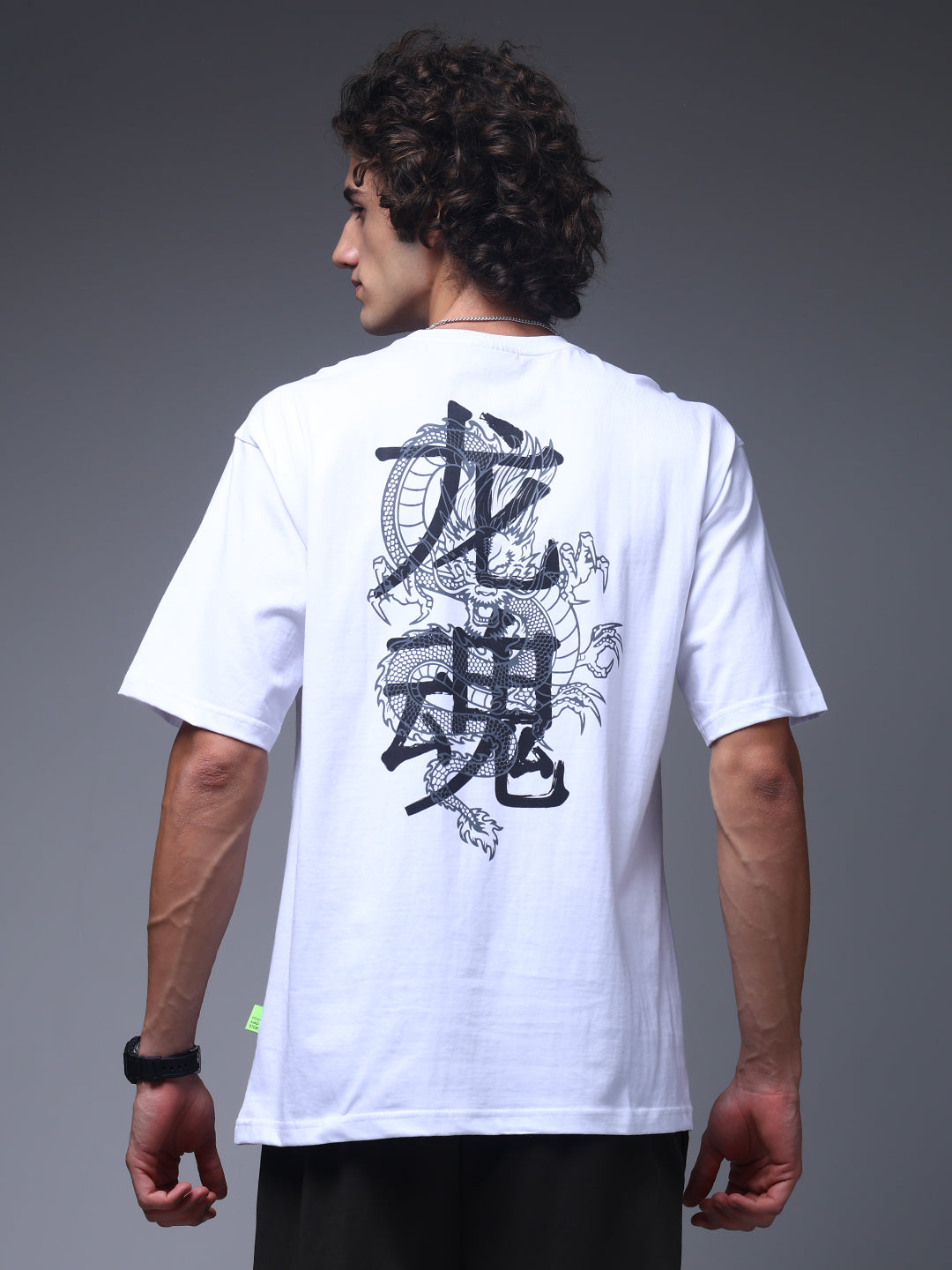 Men's Oversized Backprint White Tshirt