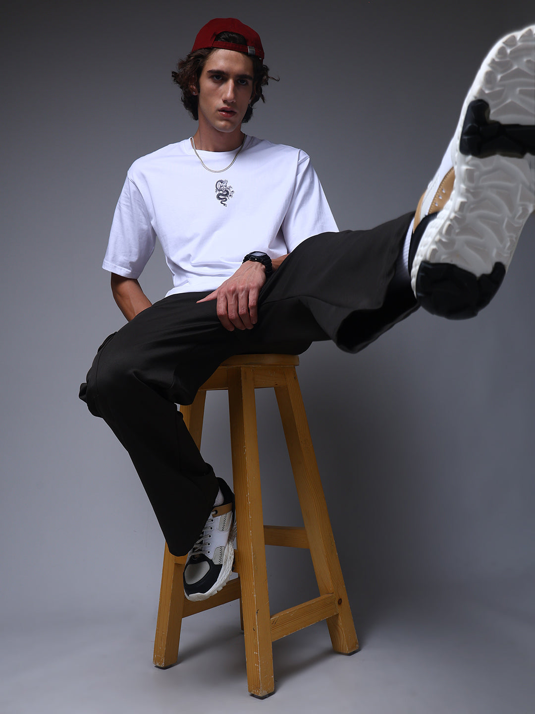 Men's Solid Black Loose Fit Cargo Pants