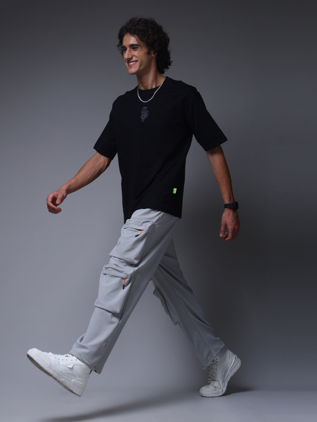 Men's Solid Ice silver Multiple Pocket Pants