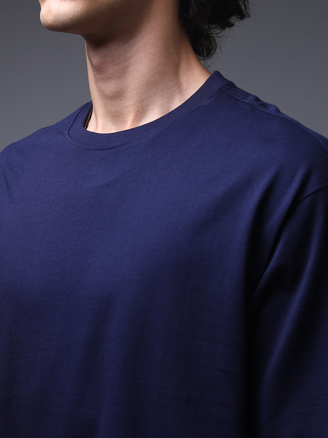 Men's Oversized Solid Navy Tshirt
