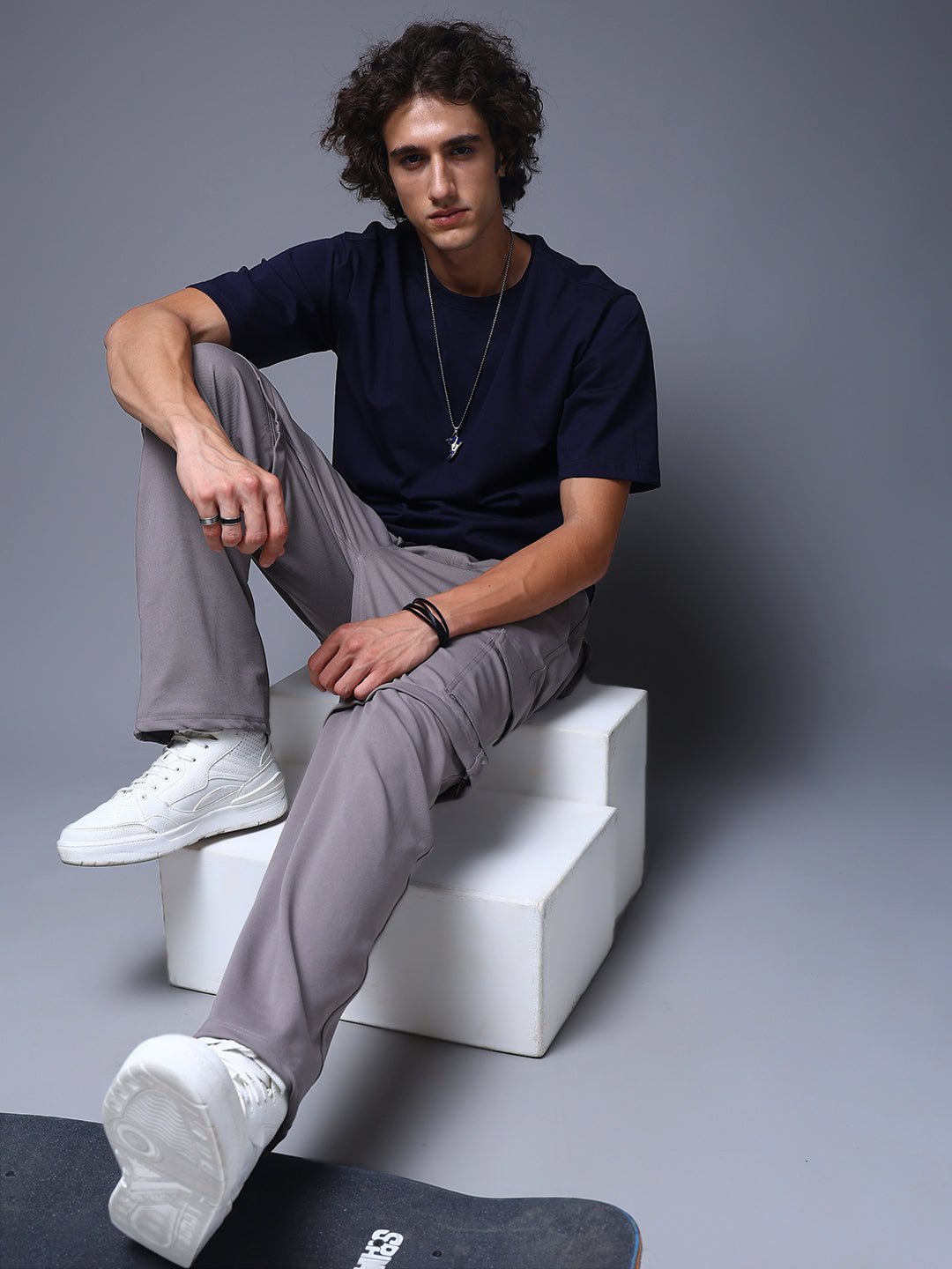 Men's Oversized Solid Navy Tshirt