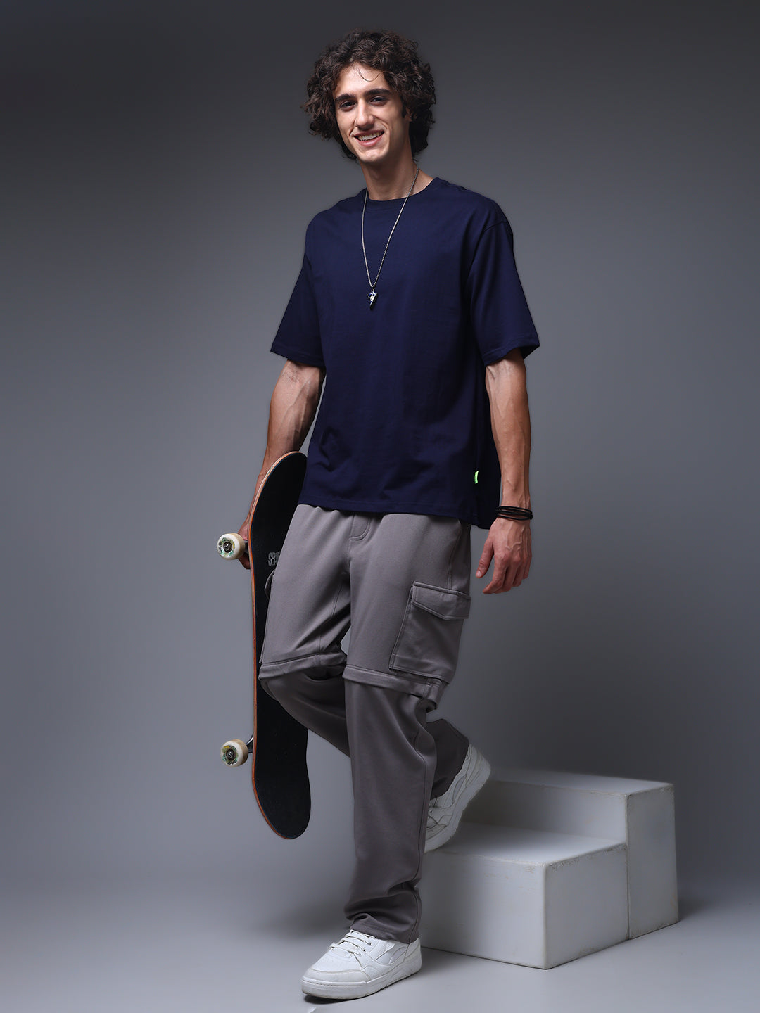 Men's Oversized Solid Navy Tshirt