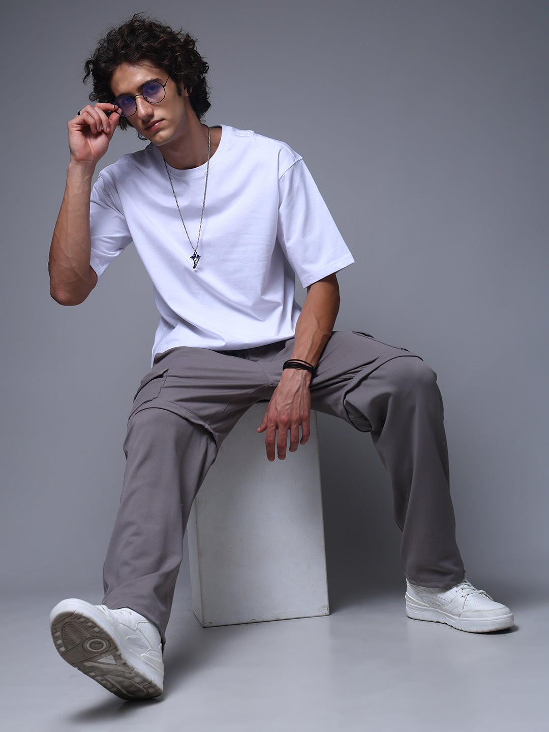 Men's Oversized Solid White Tshirt