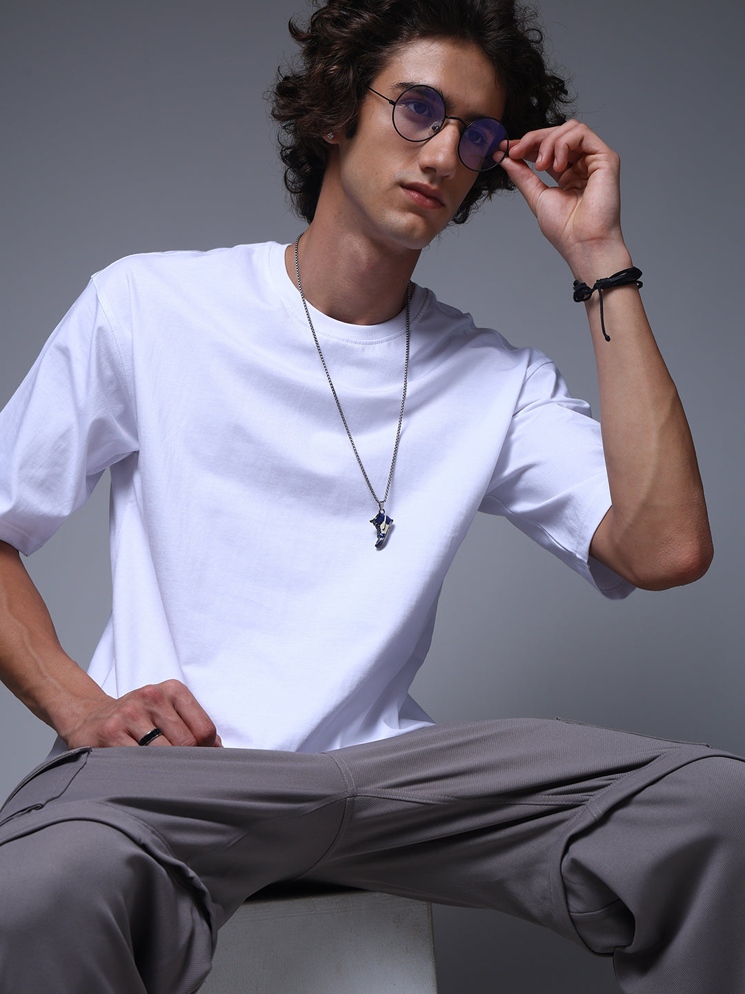 Men's Oversized Solid White Tshirt