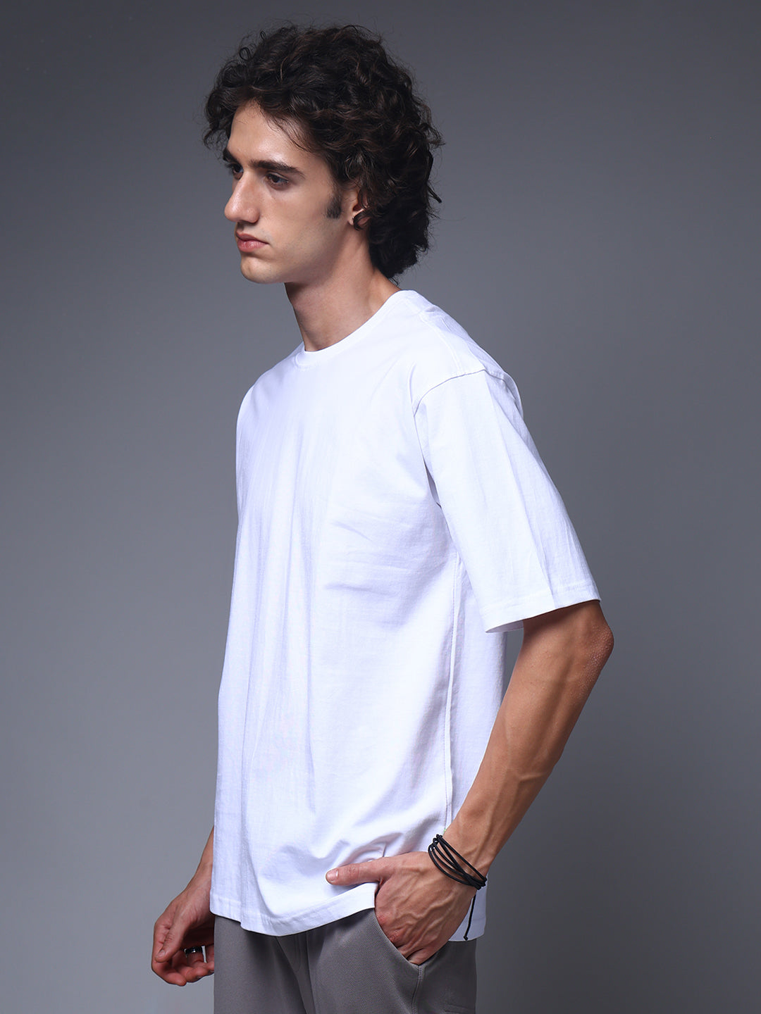 Men's Oversized Solid White Tshirt