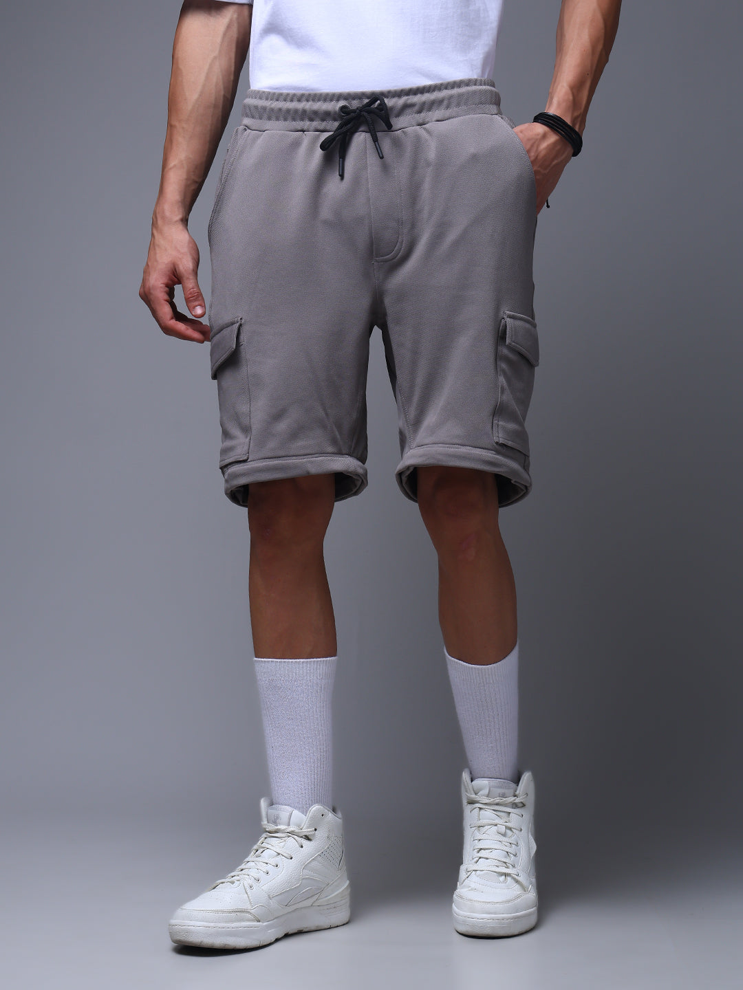 Men's Straight Fit Light Grey Detachable Cargo Pants