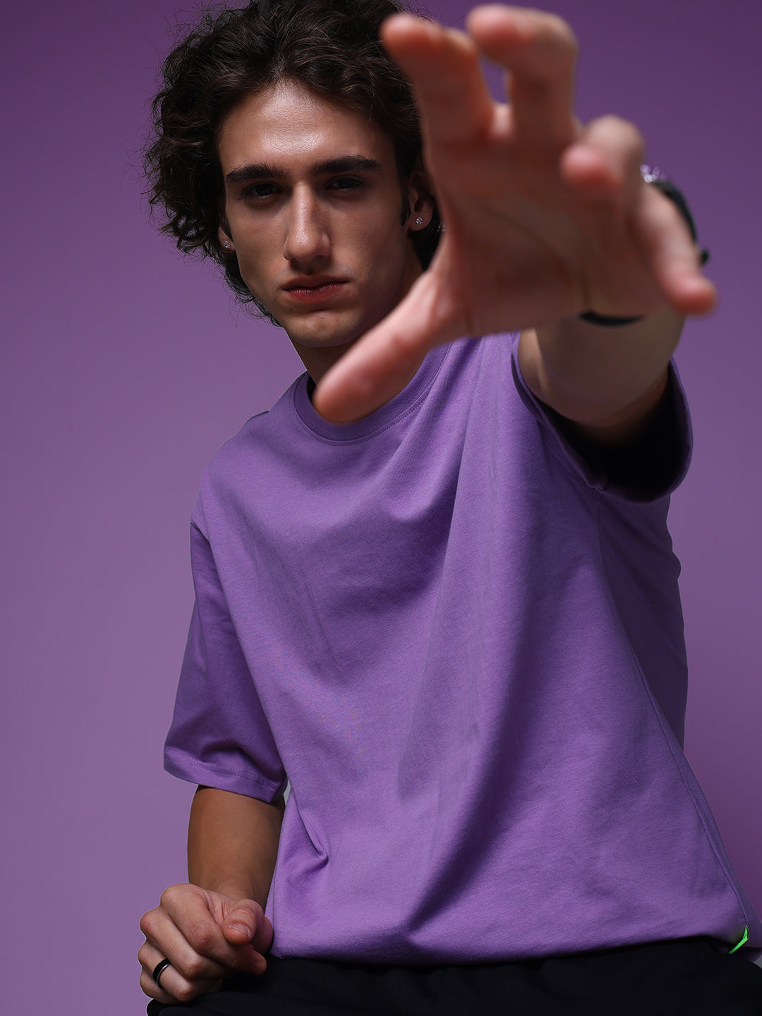 Men's Oversized Solid Lavender Tshirt