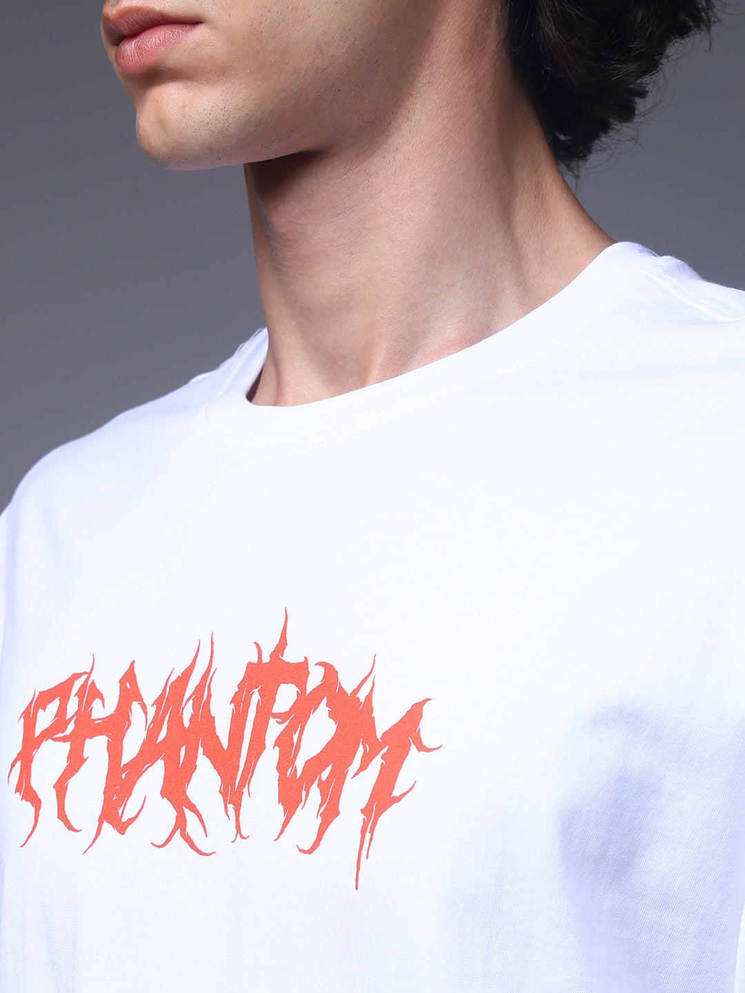 Men's Oversized Backprint White Tshirt