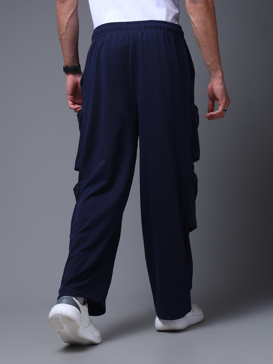 Men's Solid Navy Multiple Pocket Pants