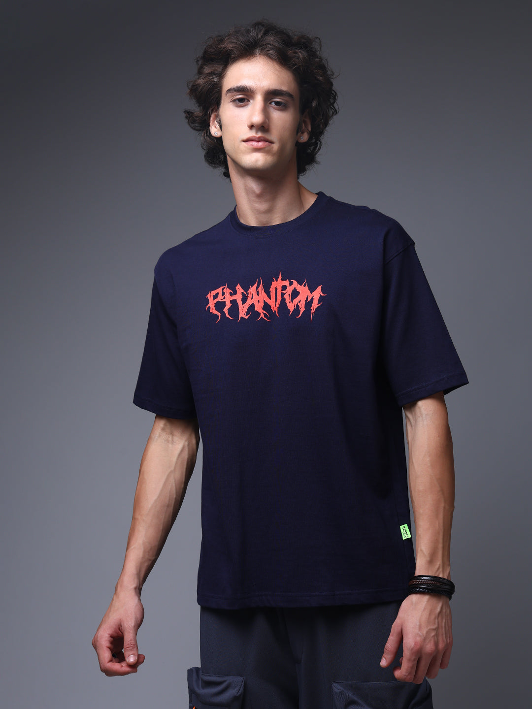 Men's Oversized Backprint Navy Tshirt