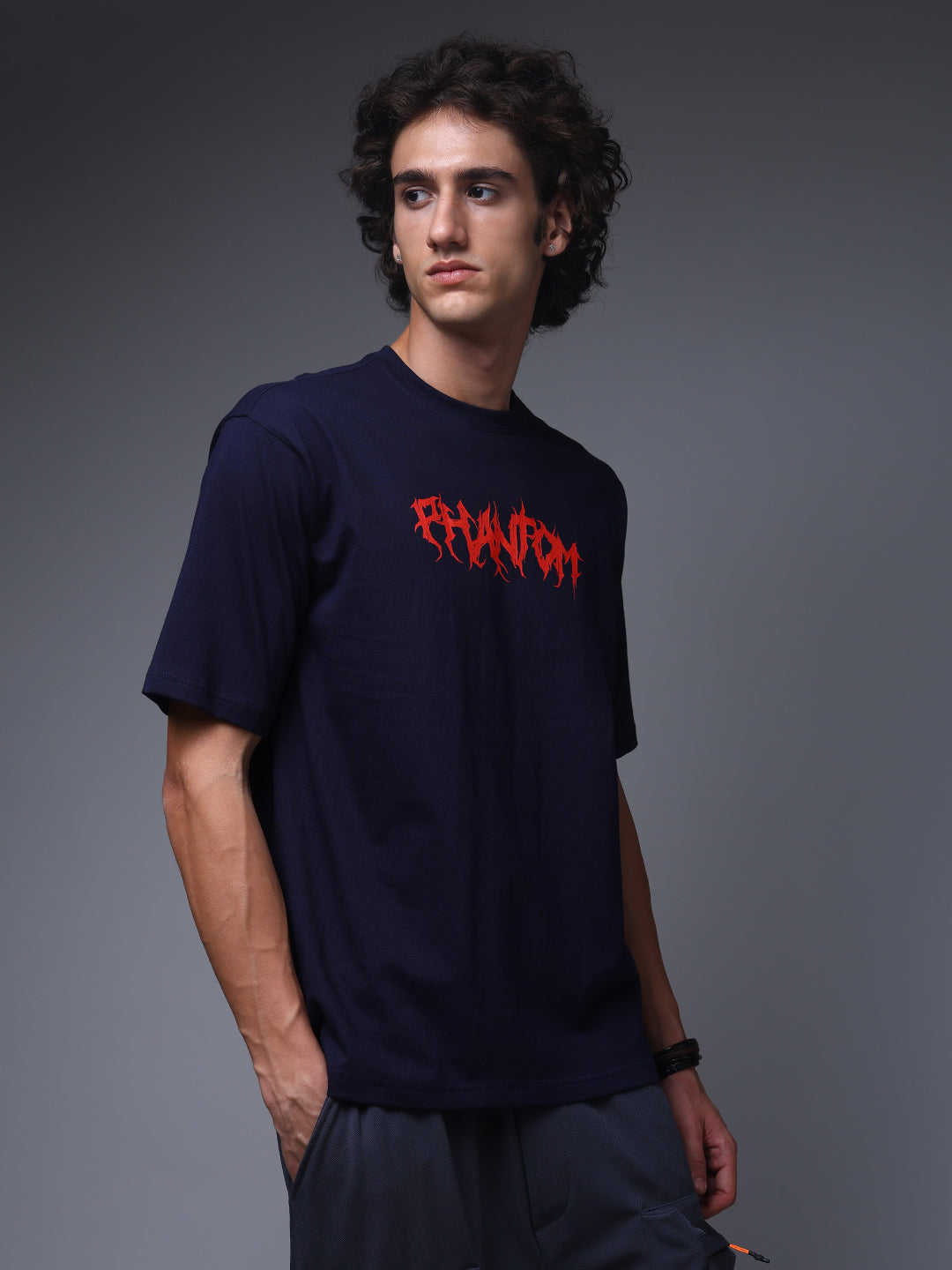 Men's Oversized Backprint Navy Tshirt