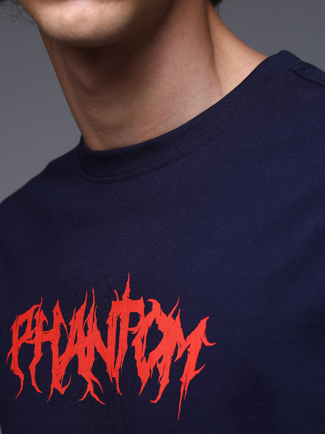 Men's Oversized Backprint Navy Tshirt