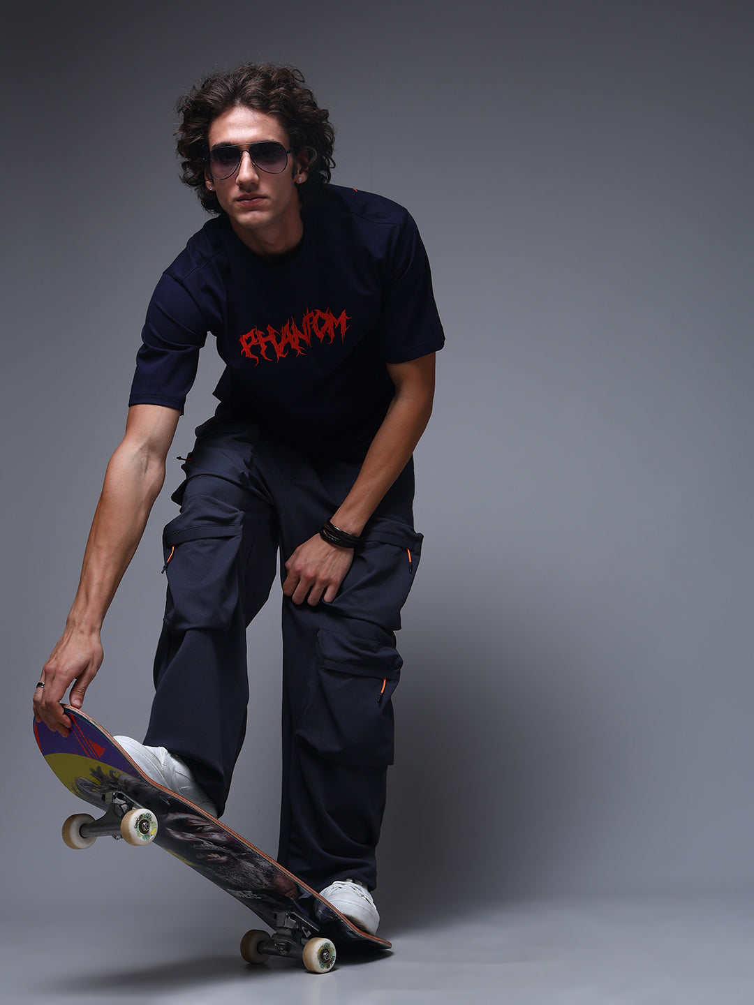 Men's Oversized Backprint Navy Tshirt