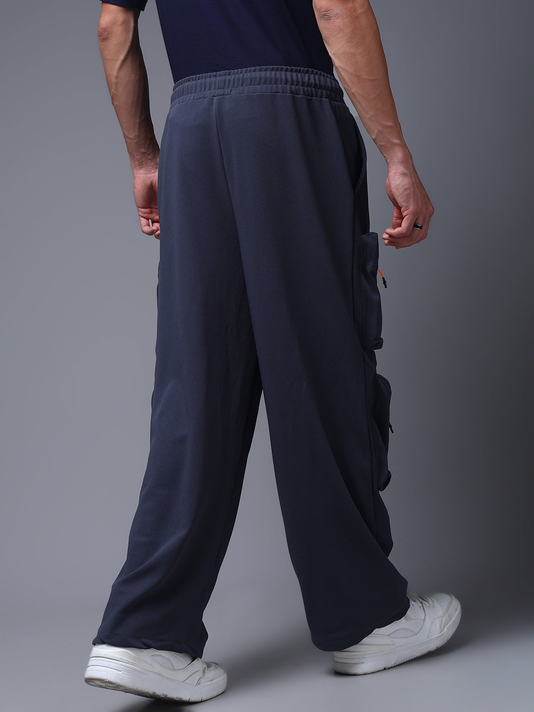 Men's Solid Dark Grey Multiple Pocket Pants