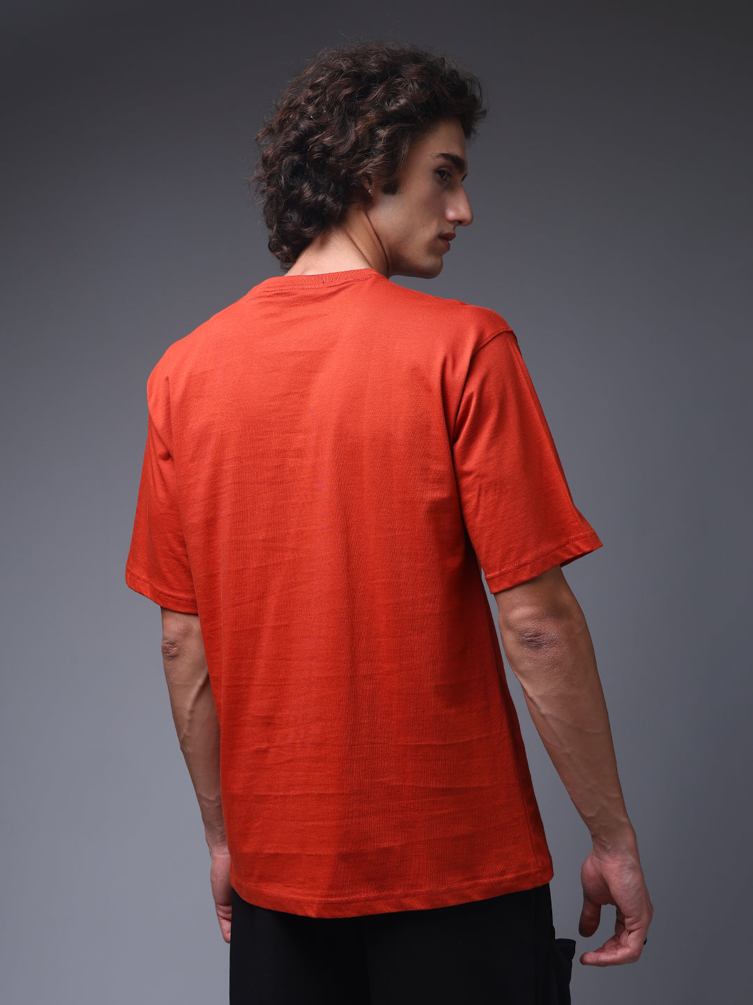 Men's Oversized Solid Orange Tshirt